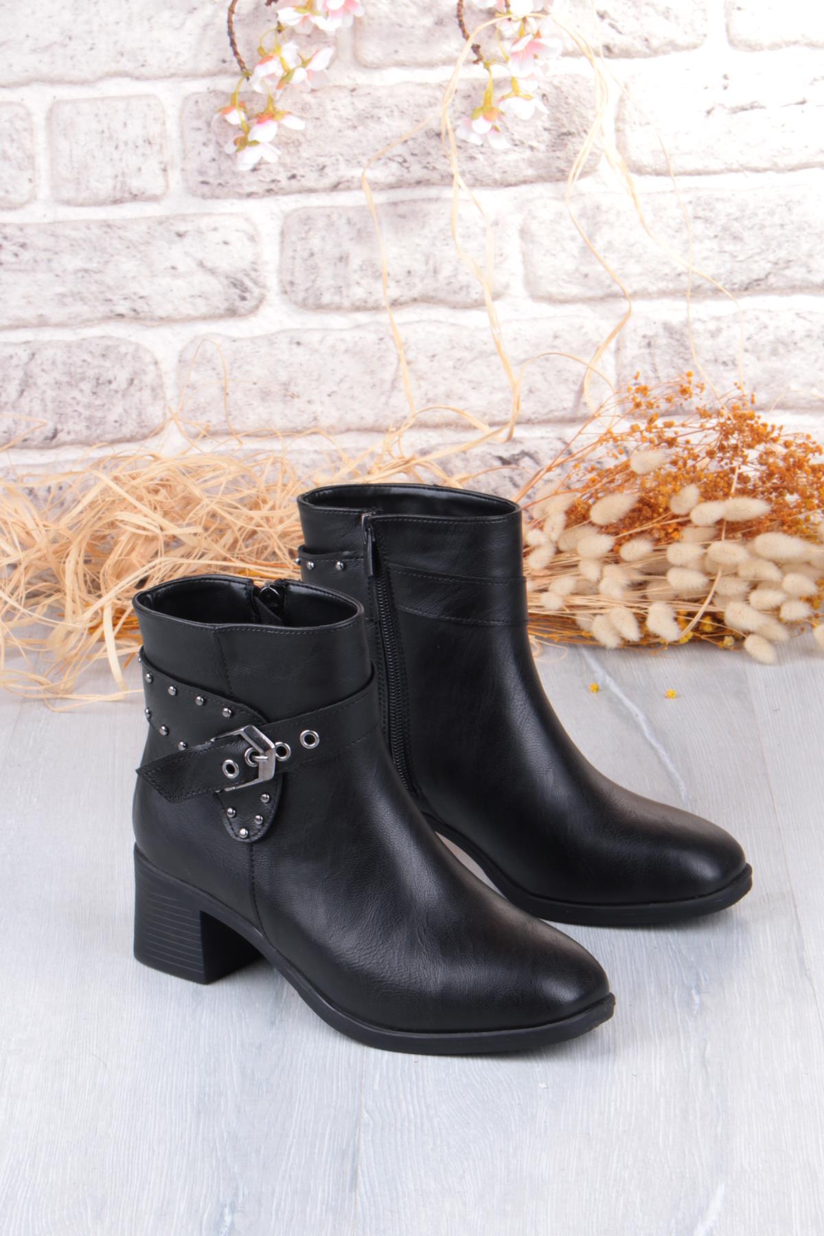 22202 Ventes Rahat 5 Cm Topuk Yüksekliği Fermuarlı Kadın Bot - Görsel 5