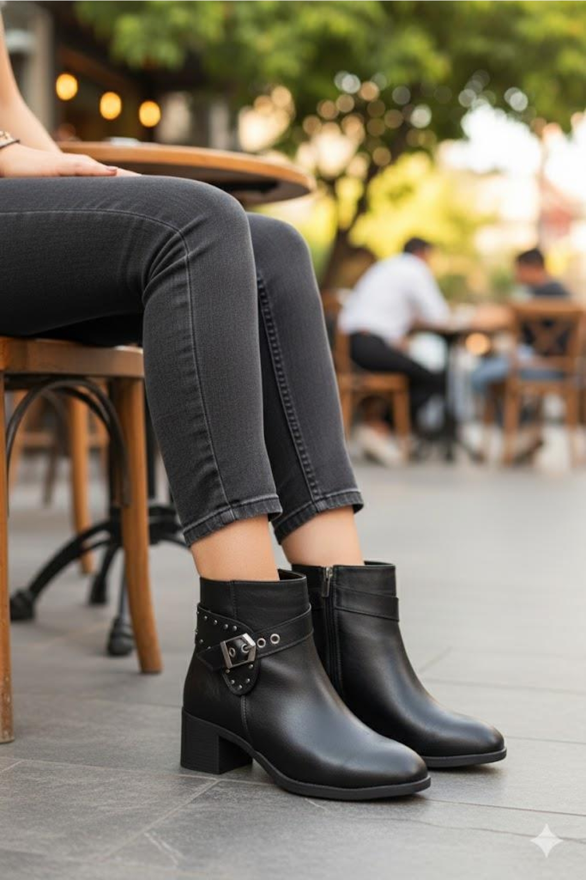 22202 Ventes Rahat 5 Cm Topuk Yüksekliği Fermuarlı Kadın Bot - Görsel 6
