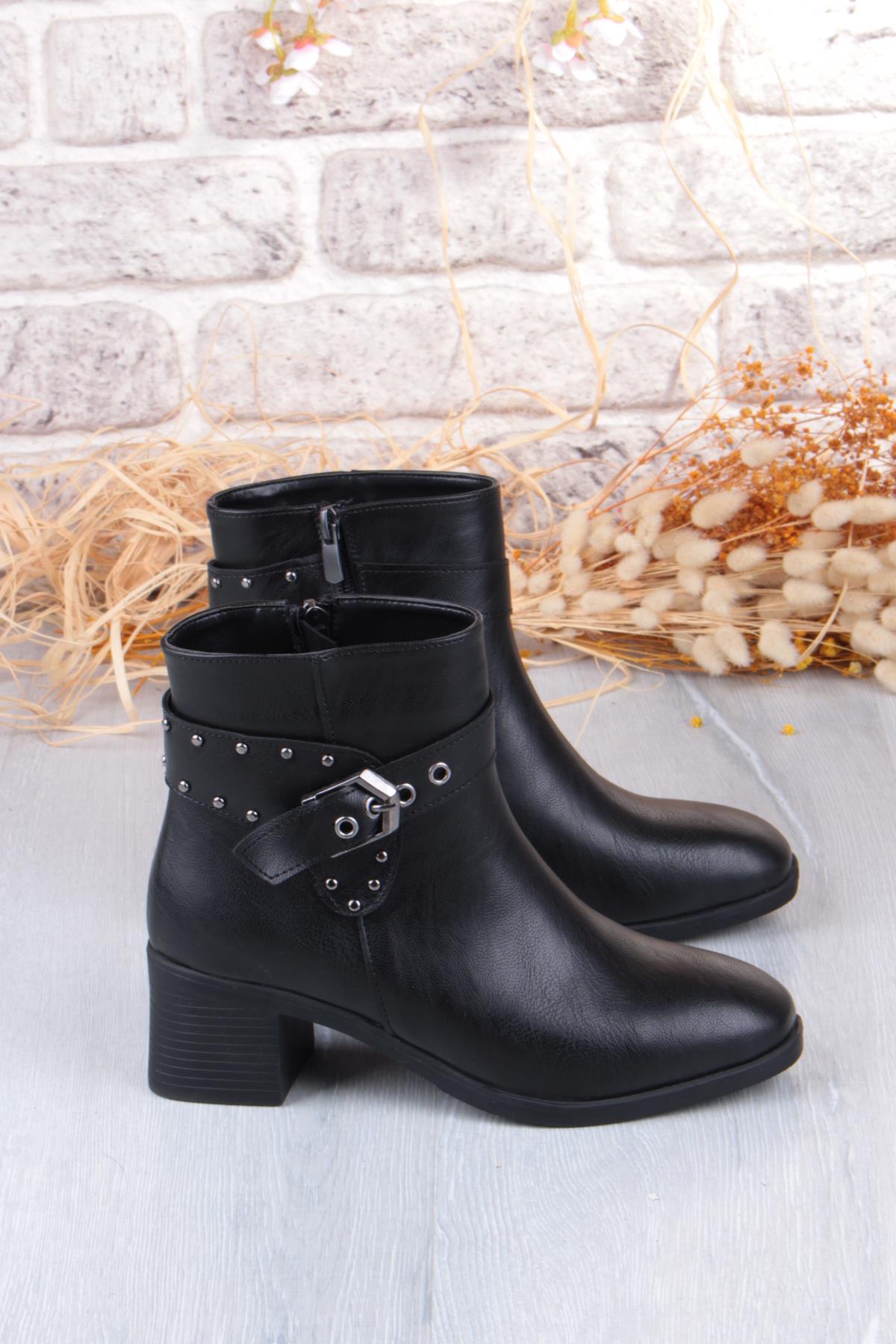 22202 Ventes Rahat 5 Cm Topuk Yüksekliği Fermuarlı Kadın Bot - Görsel 7