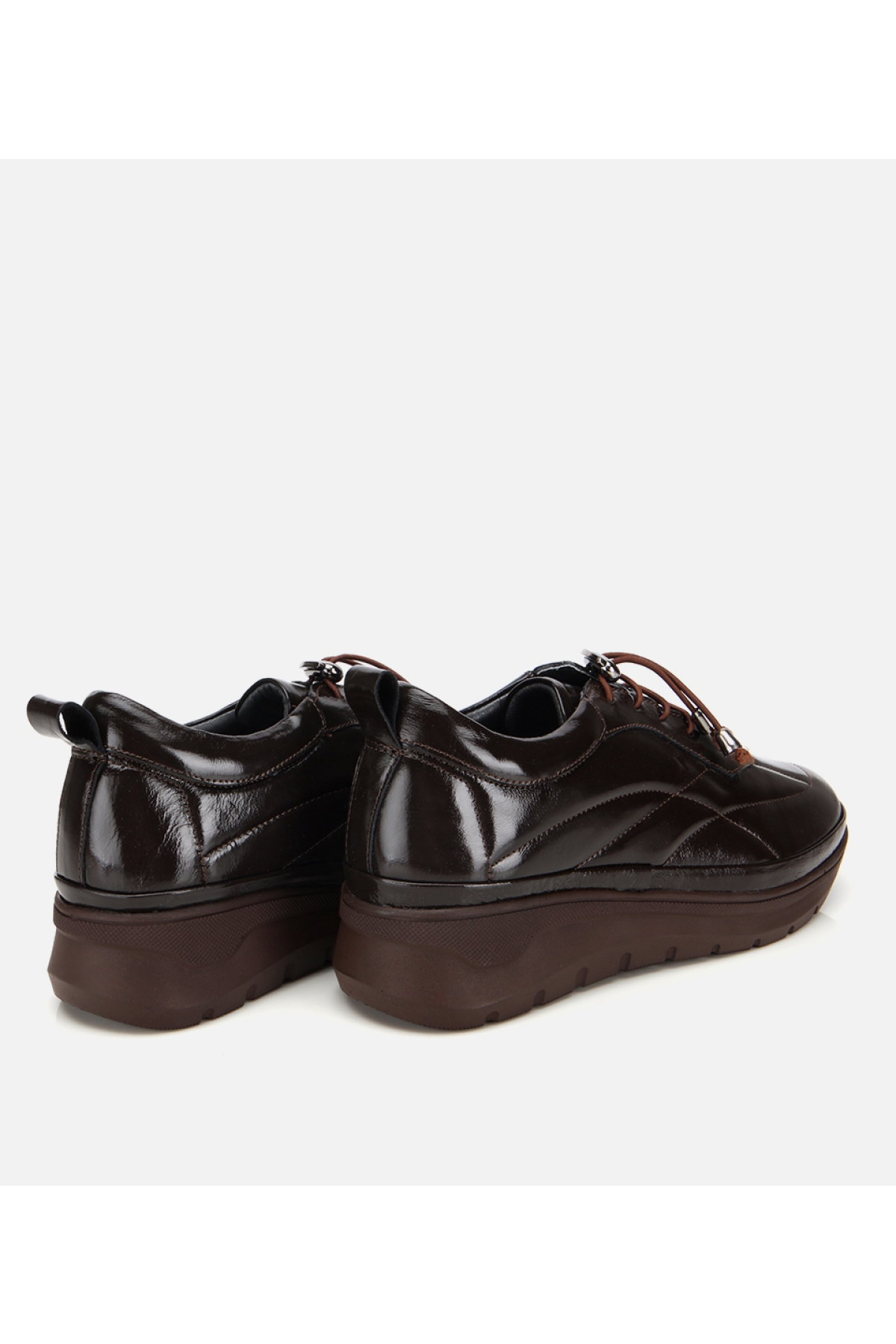 Kadın Rugan Deri Siyah Dolgu Topuklu Spor Ayakkabı - Görsel 4