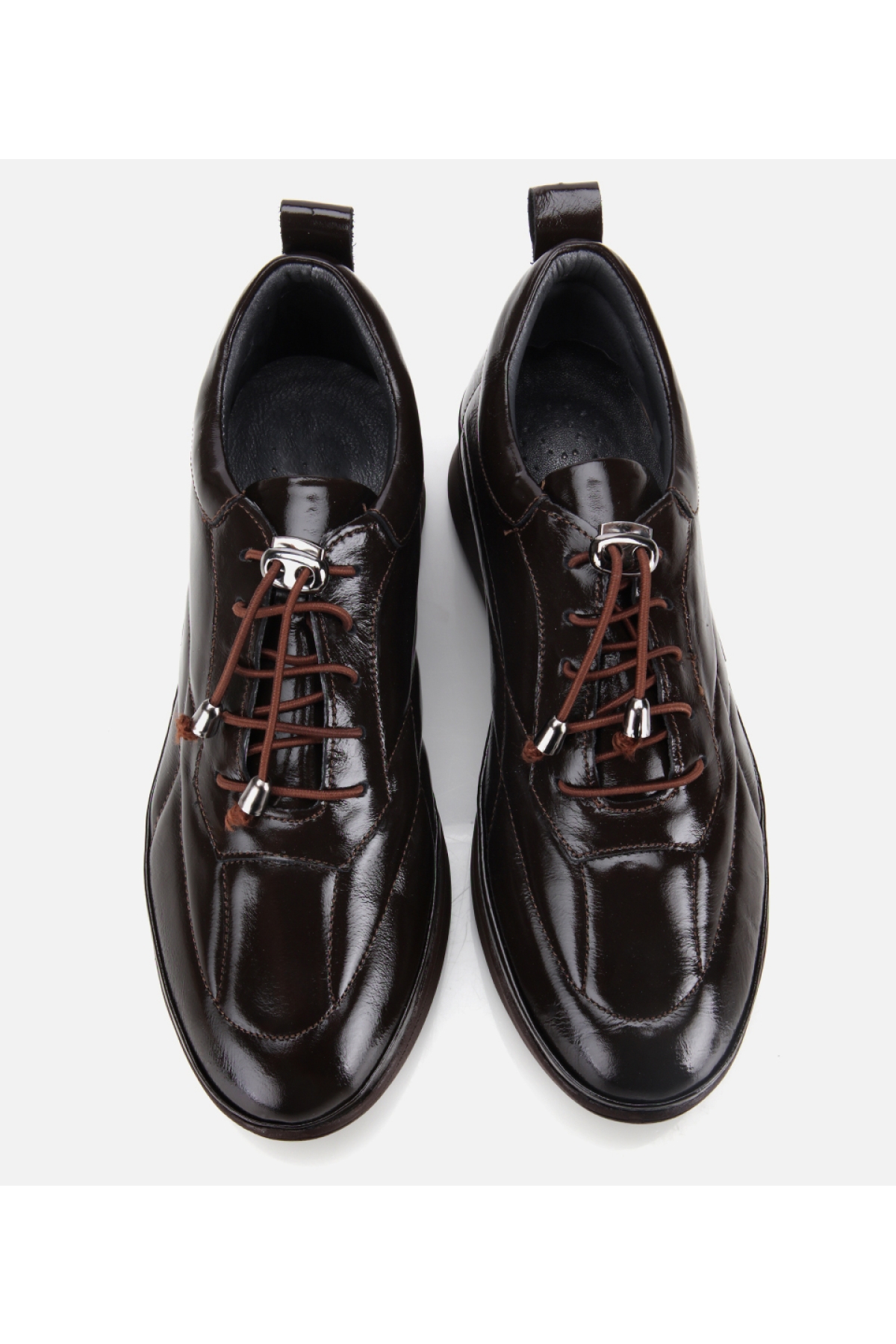 Kadın Rugan Deri Siyah Dolgu Topuklu Spor Ayakkabı - Görsel 6