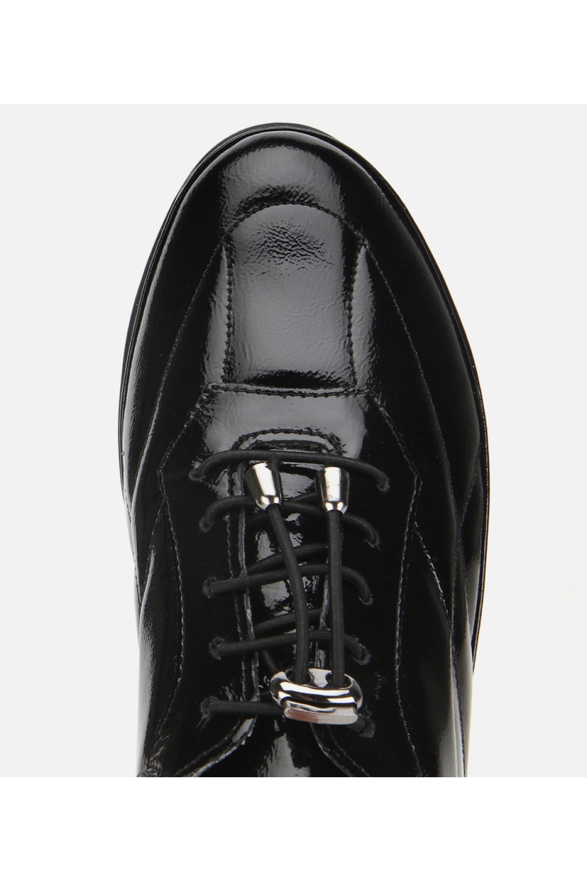 Kadın Rugan Deri Siyah Dolgu Topuklu Spor Ayakkabı - Görsel 5