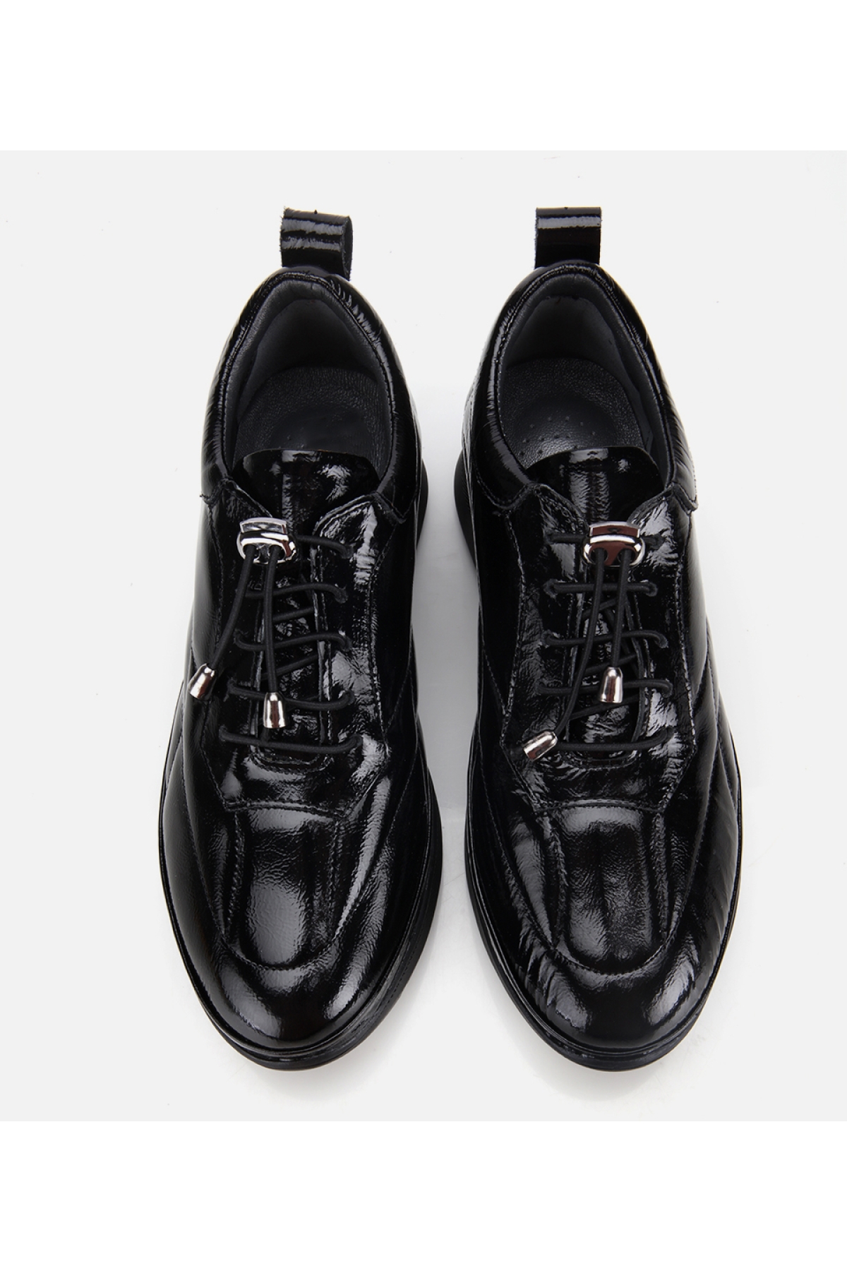 Kadın Rugan Deri Siyah Dolgu Topuklu Spor Ayakkabı - Görsel 6