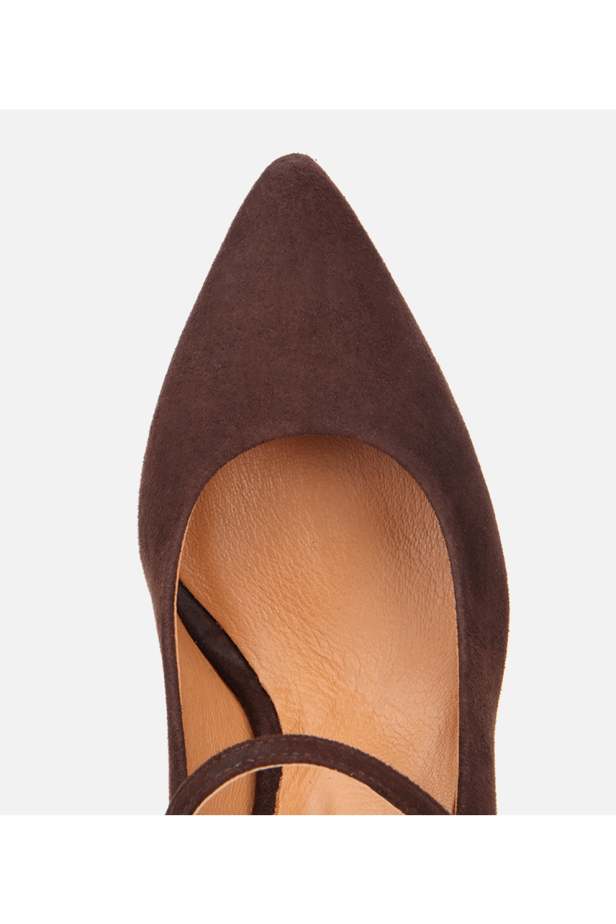 Kadın Süet Deri Mary Jane Kahverengi İnce Bantlı Stiletto - Görsel 5