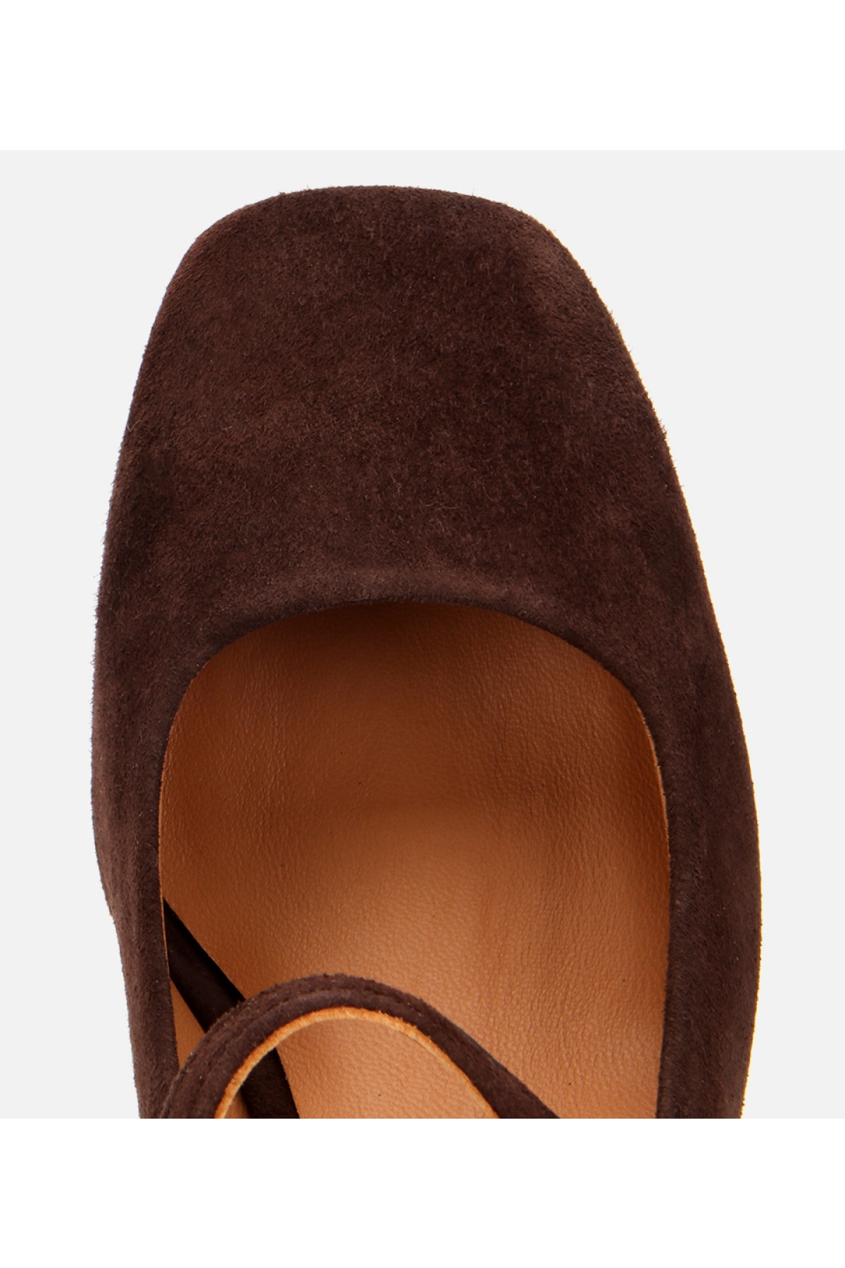 Kadın Süet Deri Mary Jane Kahverengi Kalın Topuklu Ayakkabı - Görsel 6