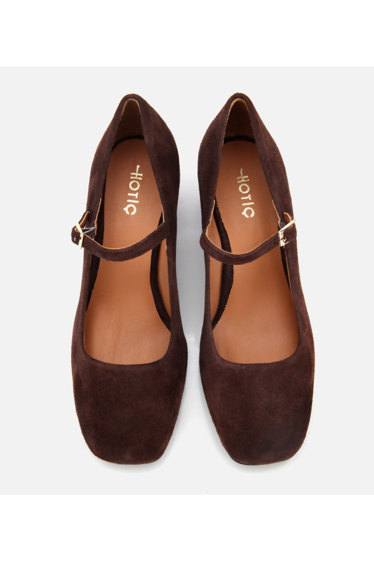 Kadın Süet Deri Mary Jane Kahverengi Kalın Topuklu Ayakkabı - Görsel 7