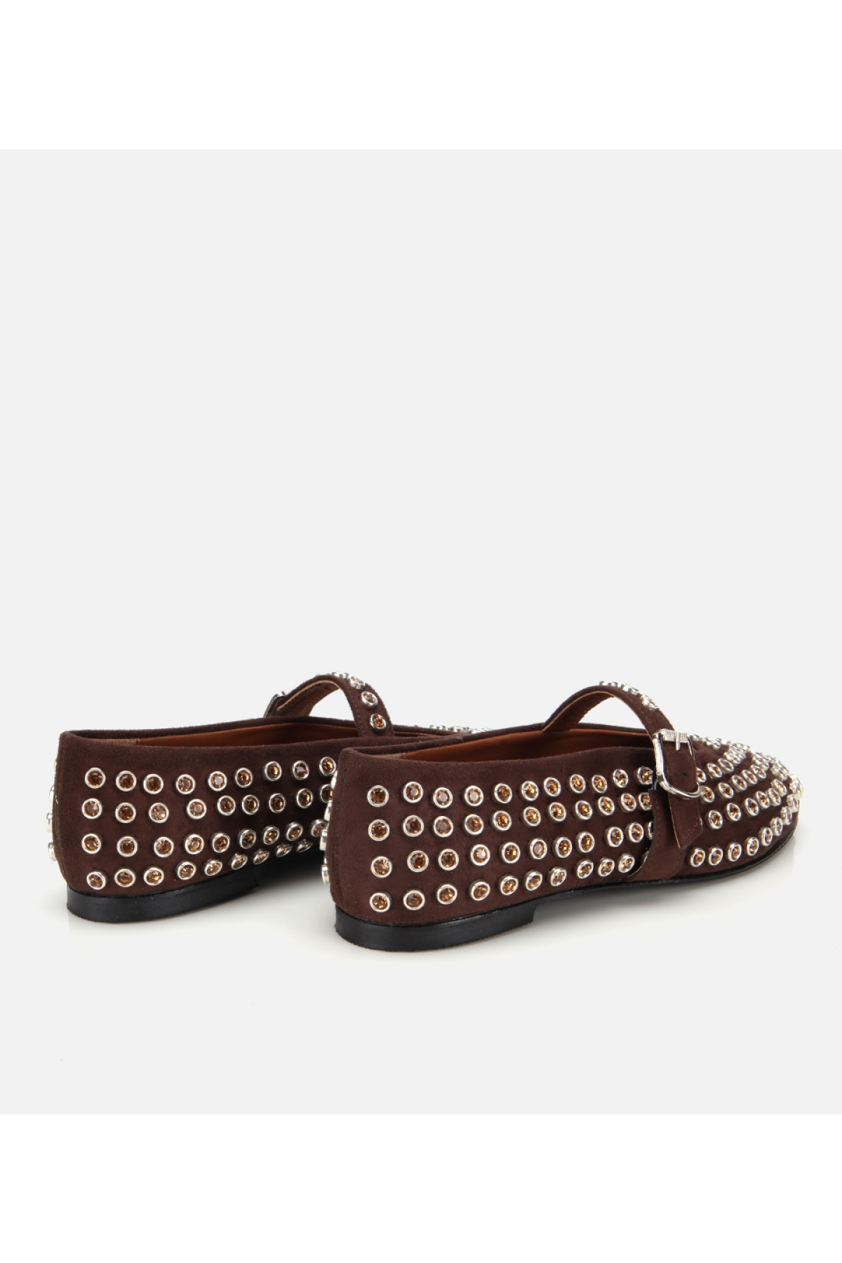 Kadın Süet Kahverengi Taşlı Babet - Görsel 5