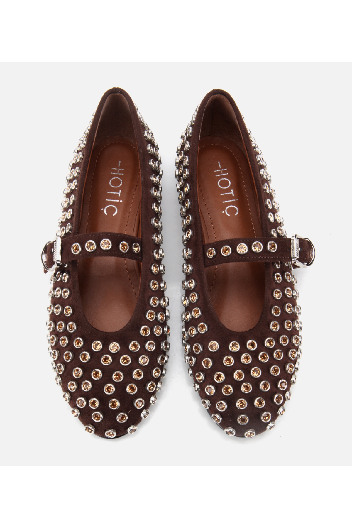 Kadın Süet Kahverengi Taşlı Babet - Görsel 7