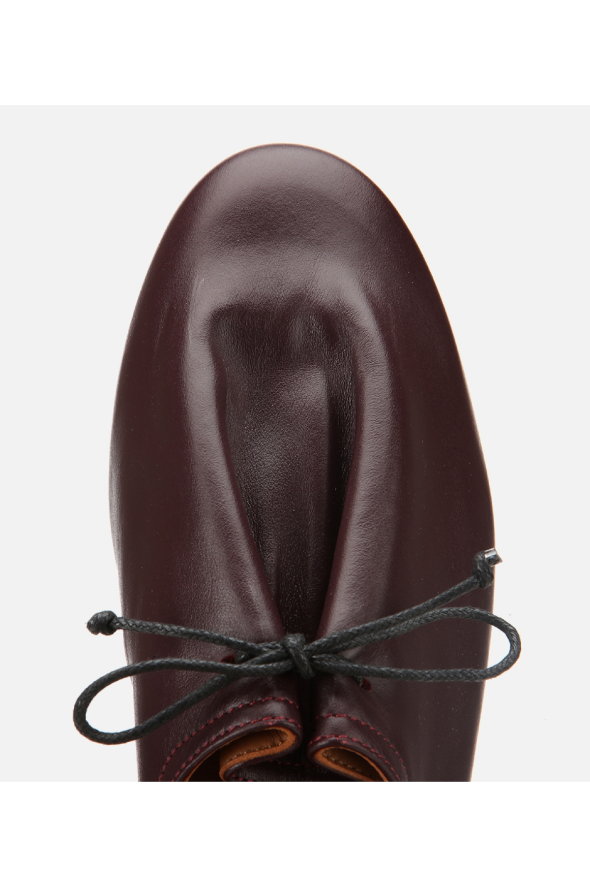 Kadın Deri Bordo Yumuşak Bağcıklı Babet - Görsel 5