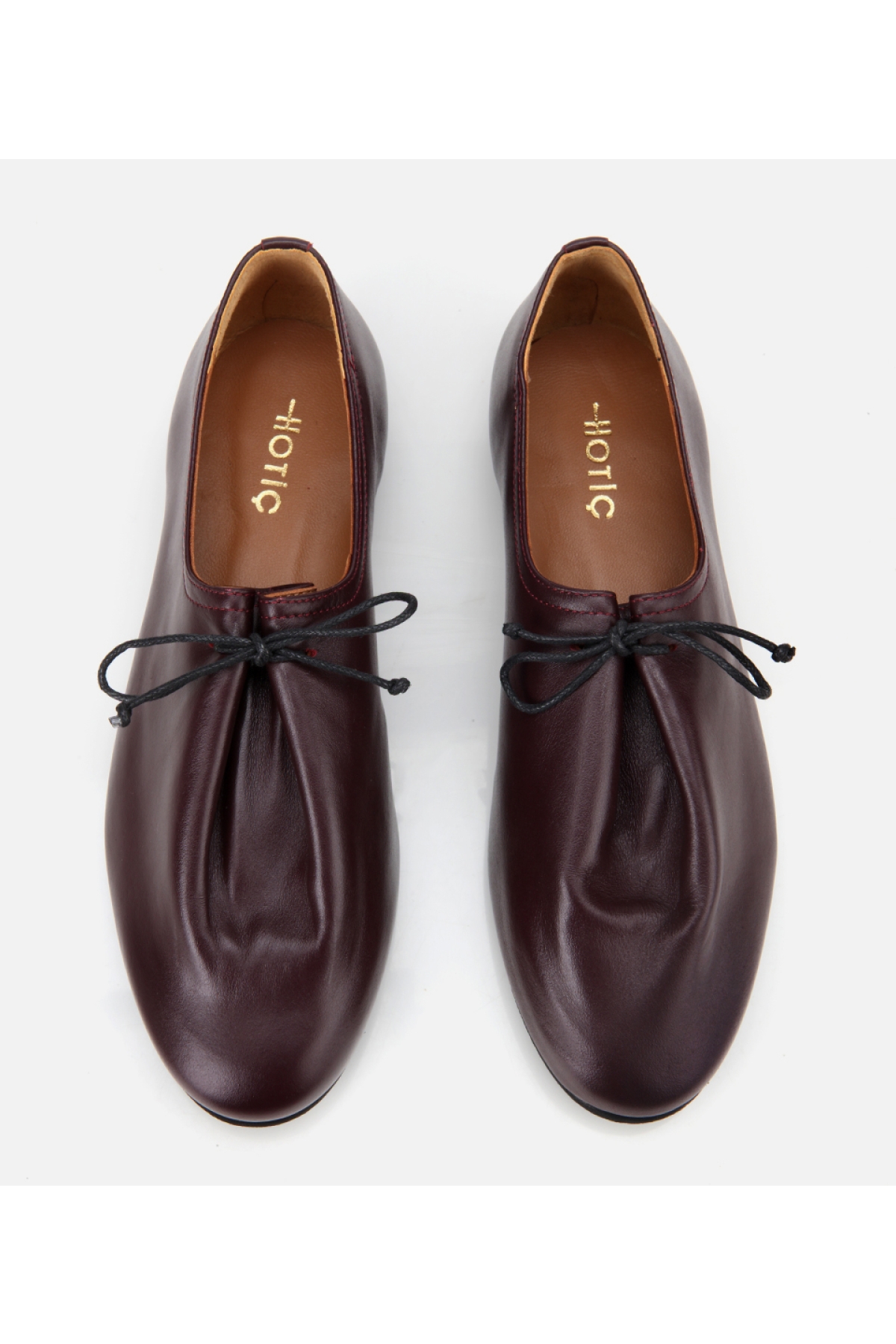 Kadın Deri Bordo Yumuşak Bağcıklı Babet - Görsel 6