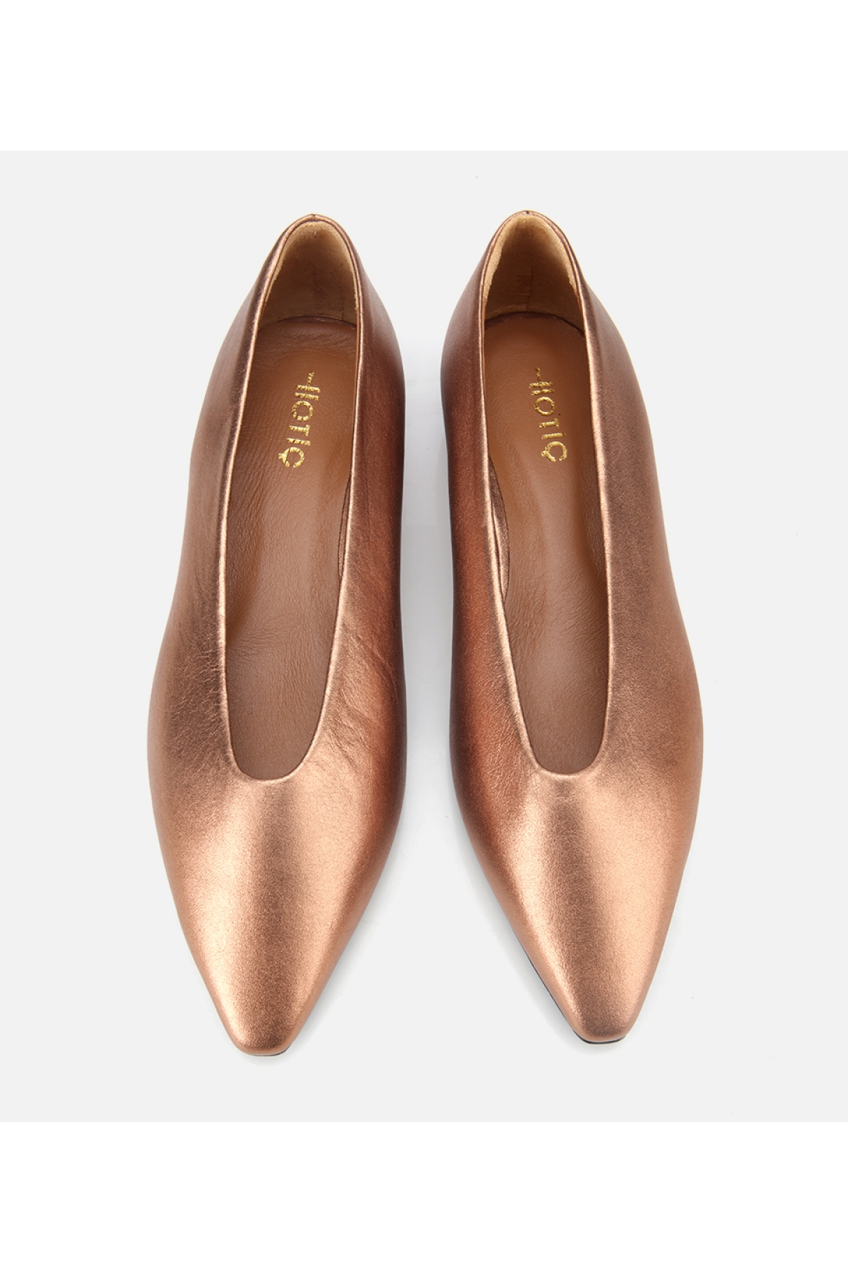 Kadın Deri Bronz Sivri Burunlu Babet - Görsel 6