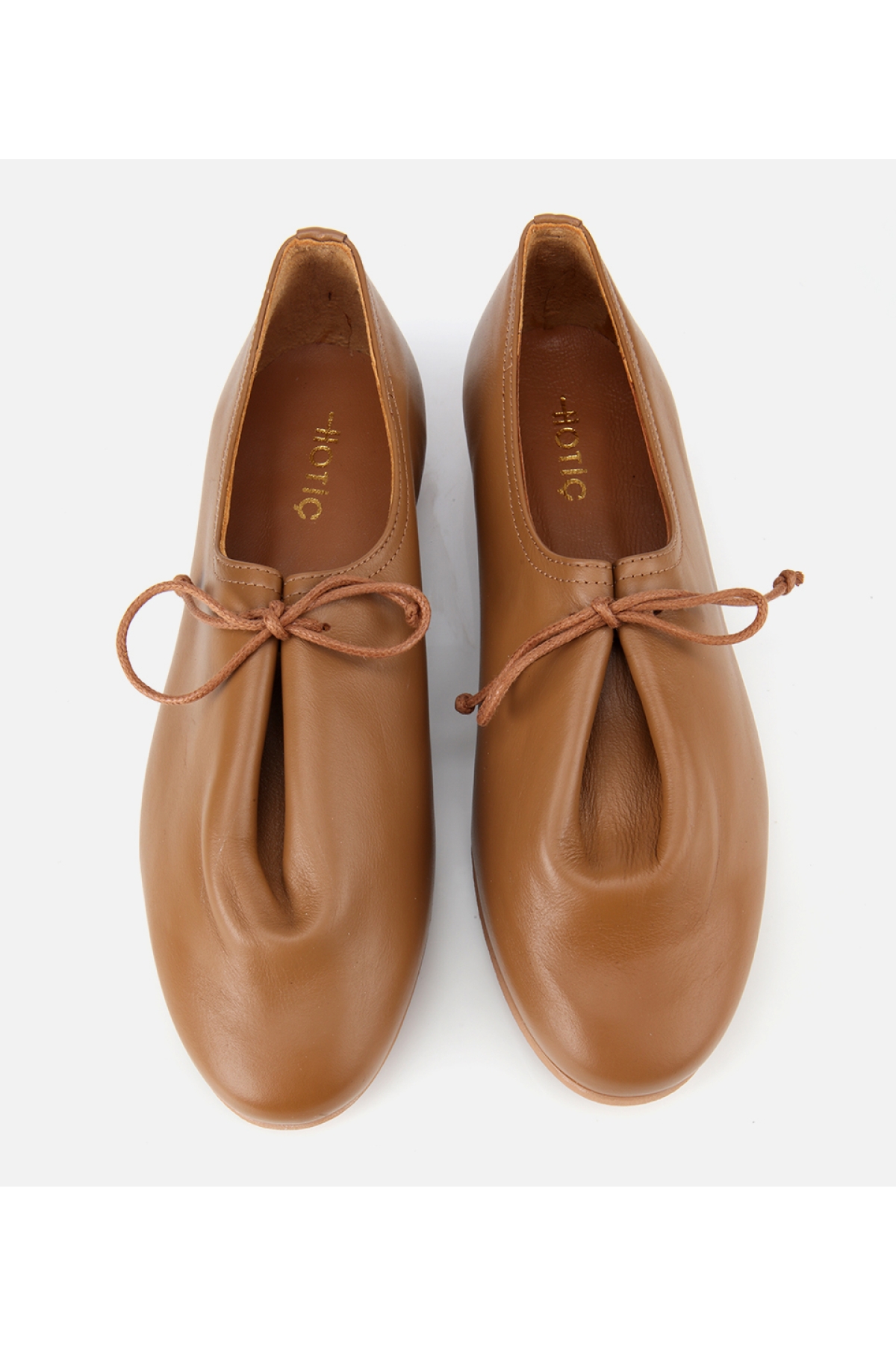 Kadın Deri Açık Kahverengi Yumuşak Bağcıklı Babet - Görsel 6