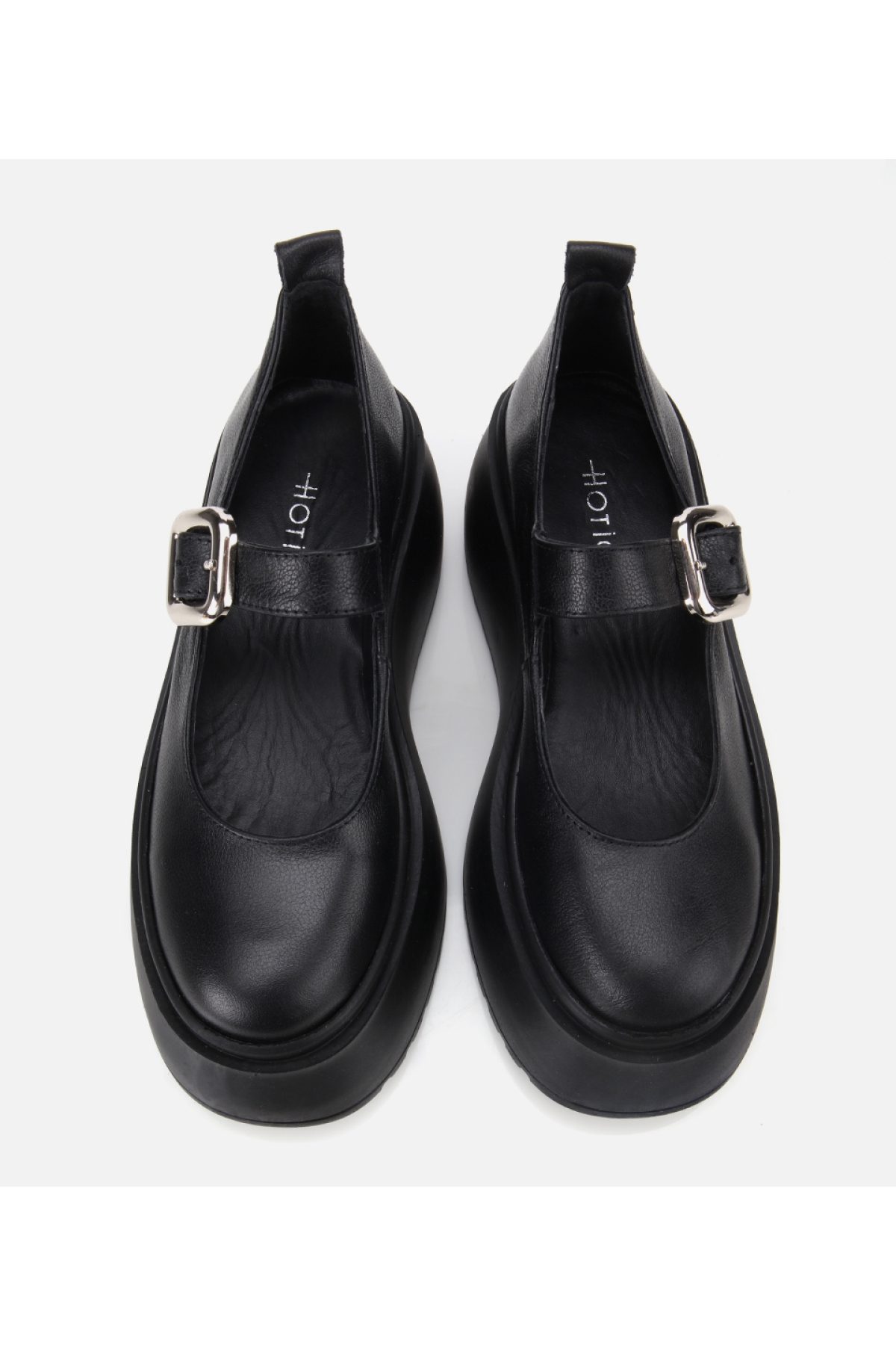 Kadın Deri Siyah Dolgu Topuklu Tokalı Babet - Görsel 6