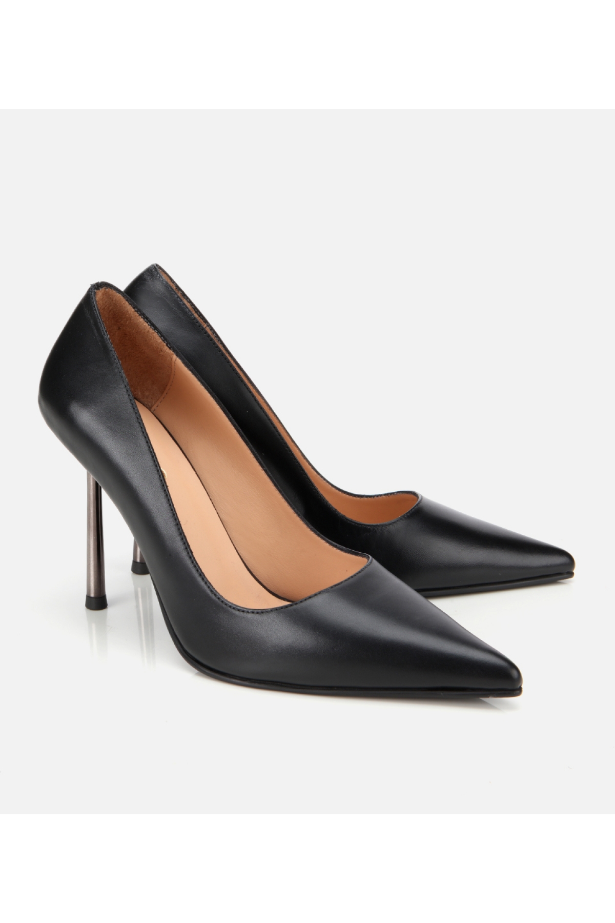 Kadın Deri Siyah Metal Detaylı Yüksek Topuklu Stiletto - Görsel 2