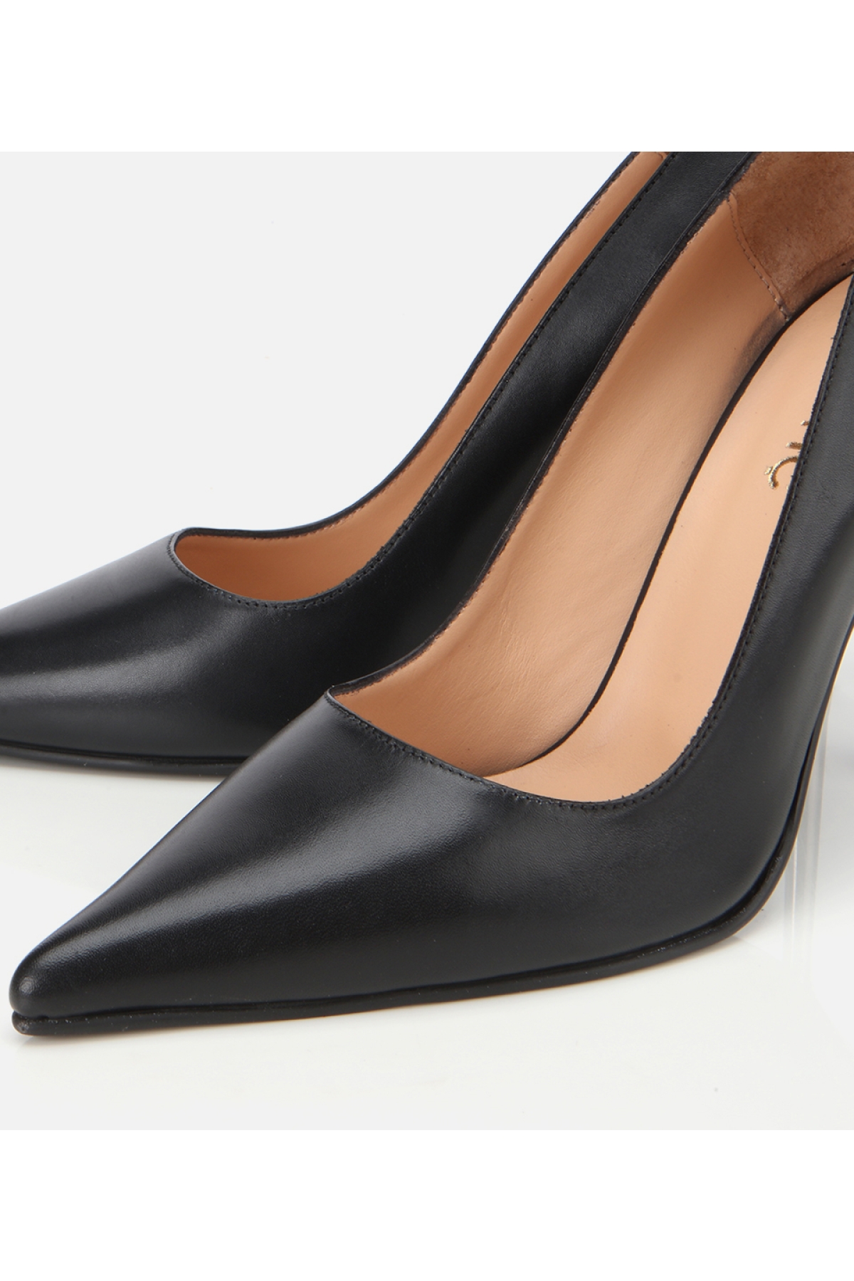 Kadın Deri Siyah Metal Detaylı Yüksek Topuklu Stiletto - Görsel 3