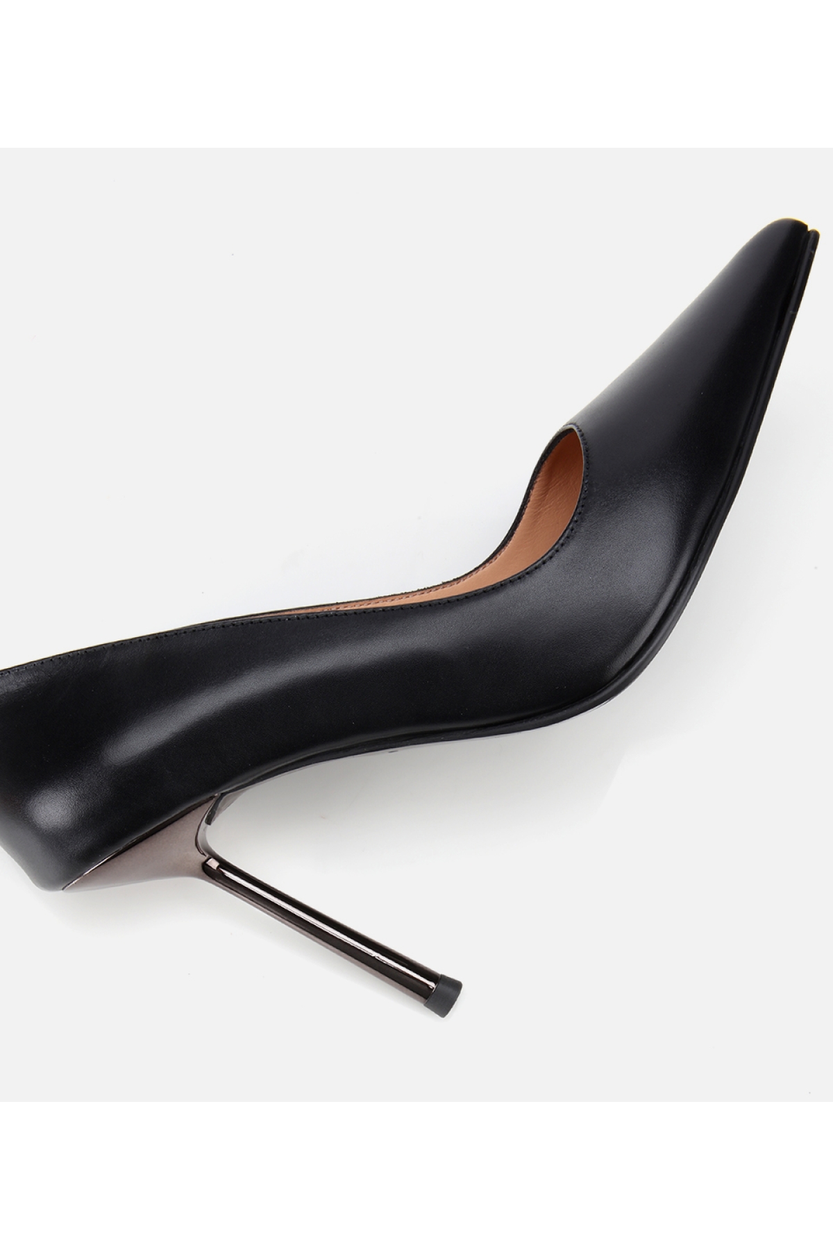 Kadın Deri Siyah Metal Detaylı Yüksek Topuklu Stiletto - Görsel 6