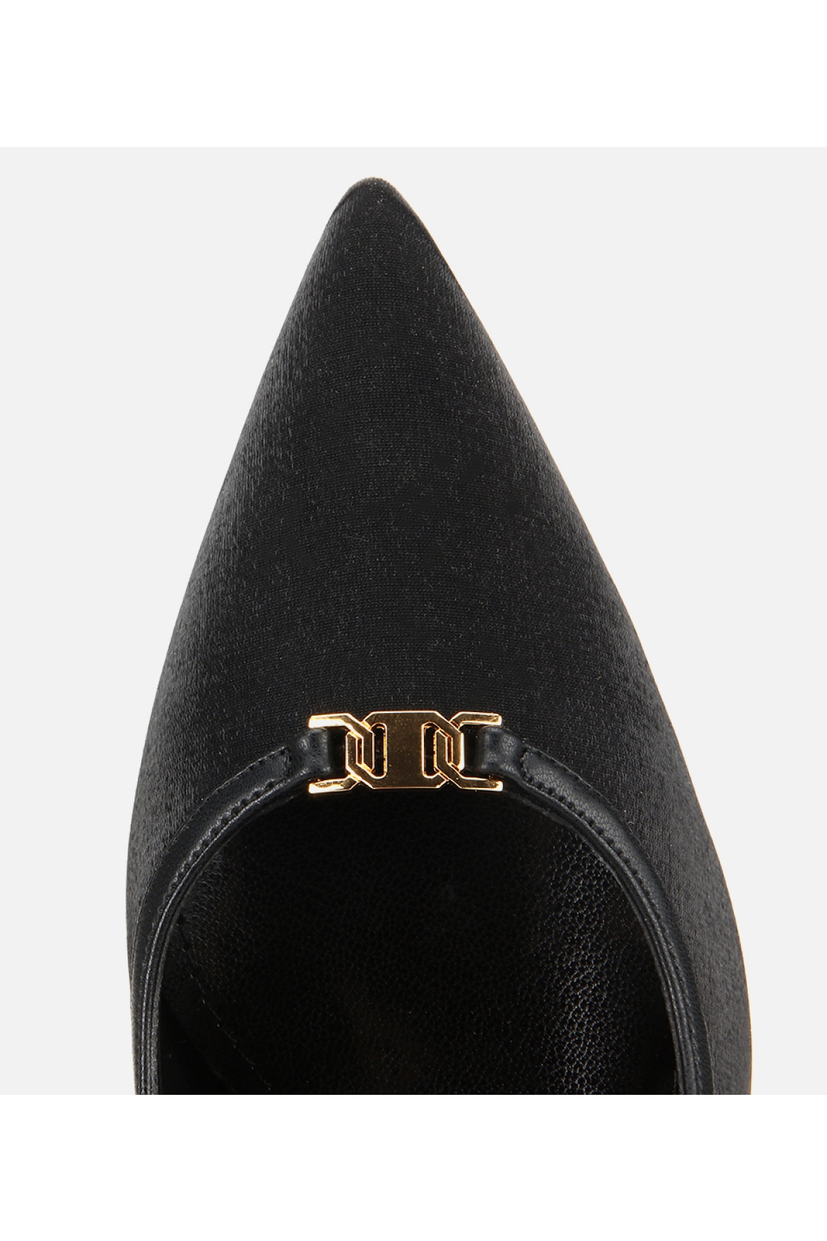 Kadın Saten Siyah Gold Detaylı Yüksek Topuklu Stiletto - Görsel 5