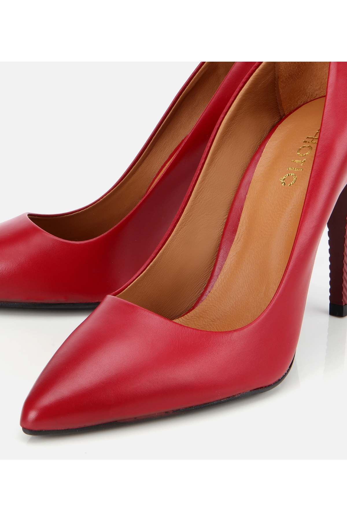 Kadın Deri Kırmızı Yüksek Topuklu Stiletto - Görsel 3