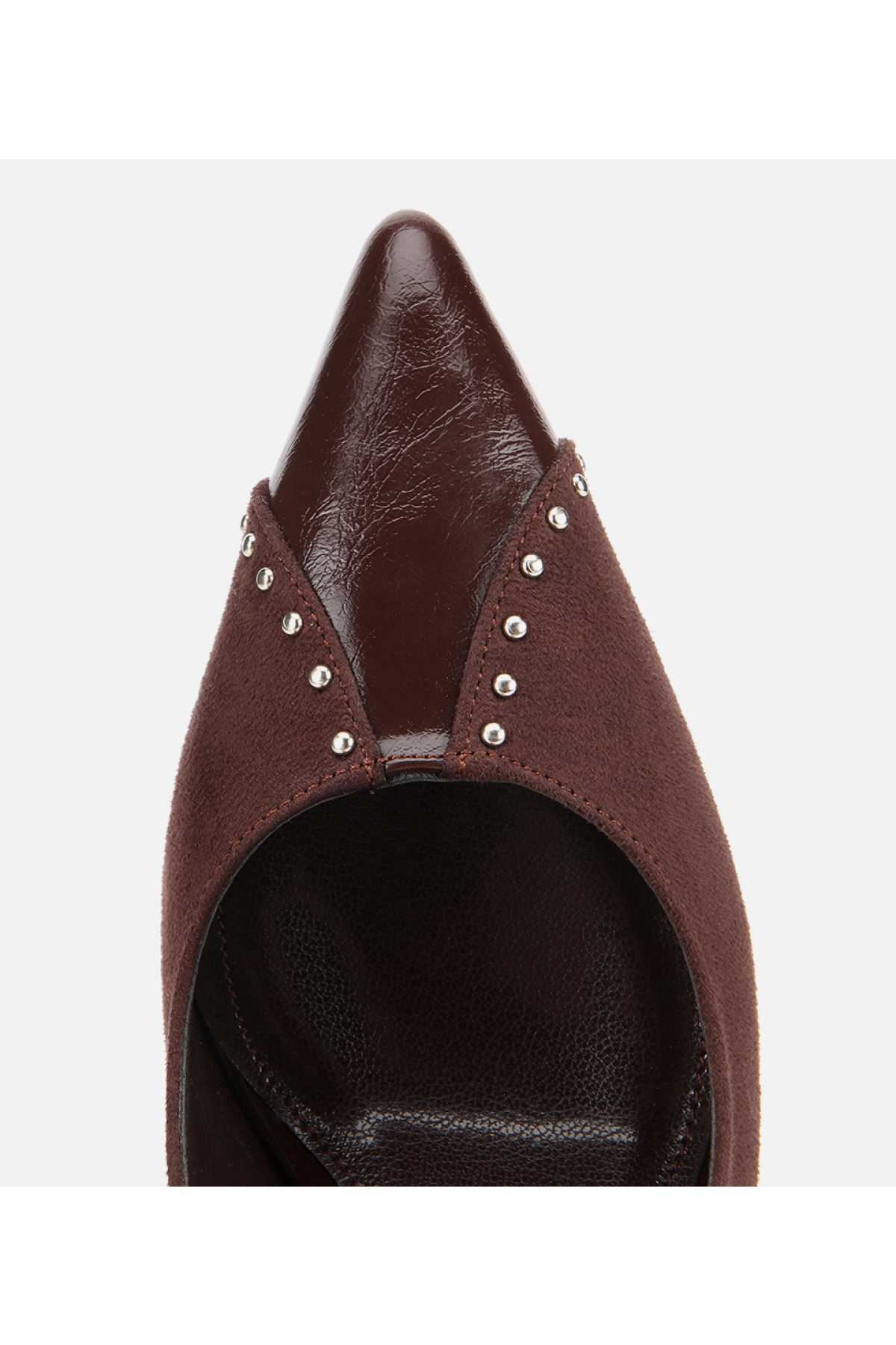 Kadın Süet Kahverengi Taşlı İnce Topuklu Stiletto - Görsel 5