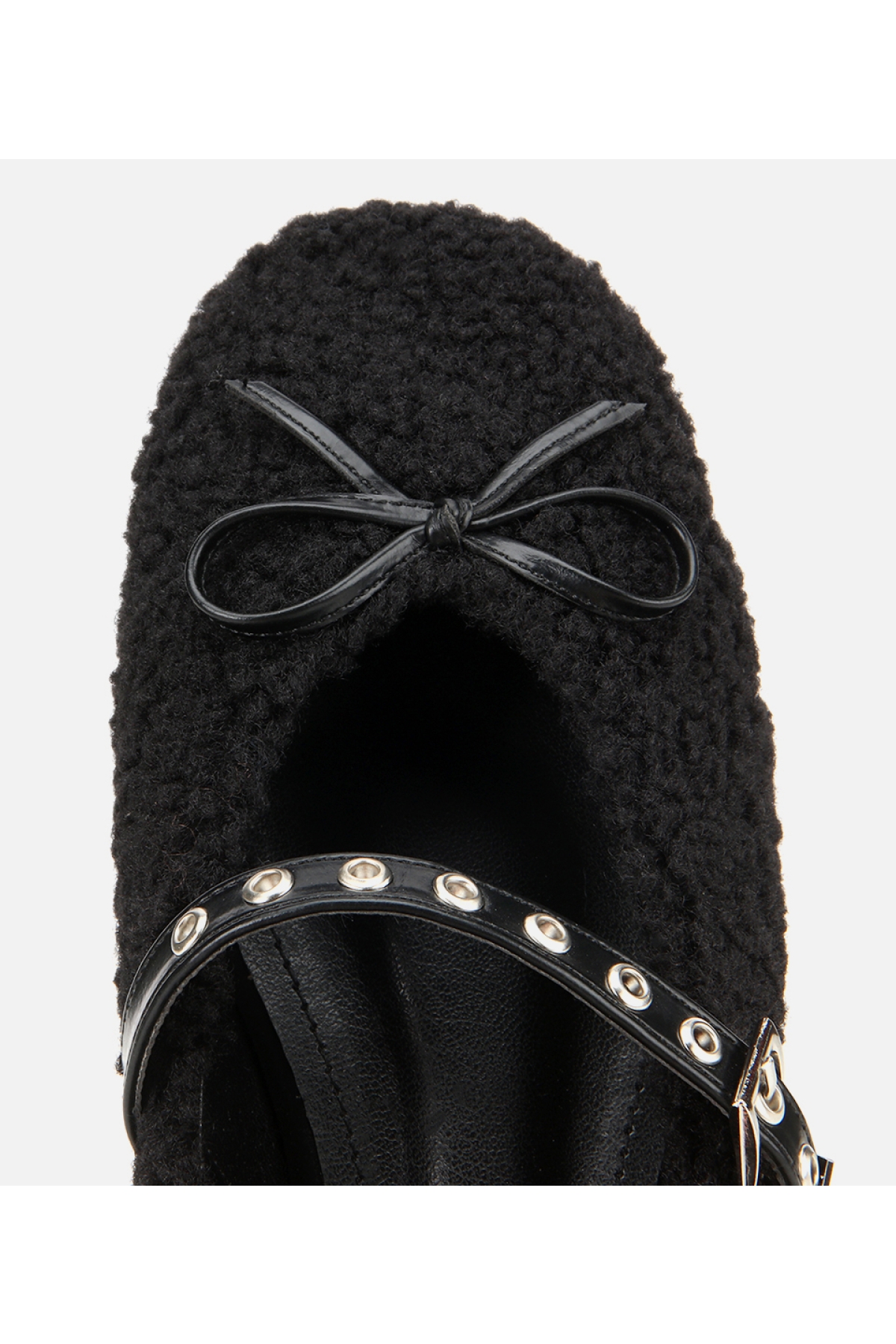 Kadın Siyah Peluş Kürklü Zımbalı Babet - Görsel 5