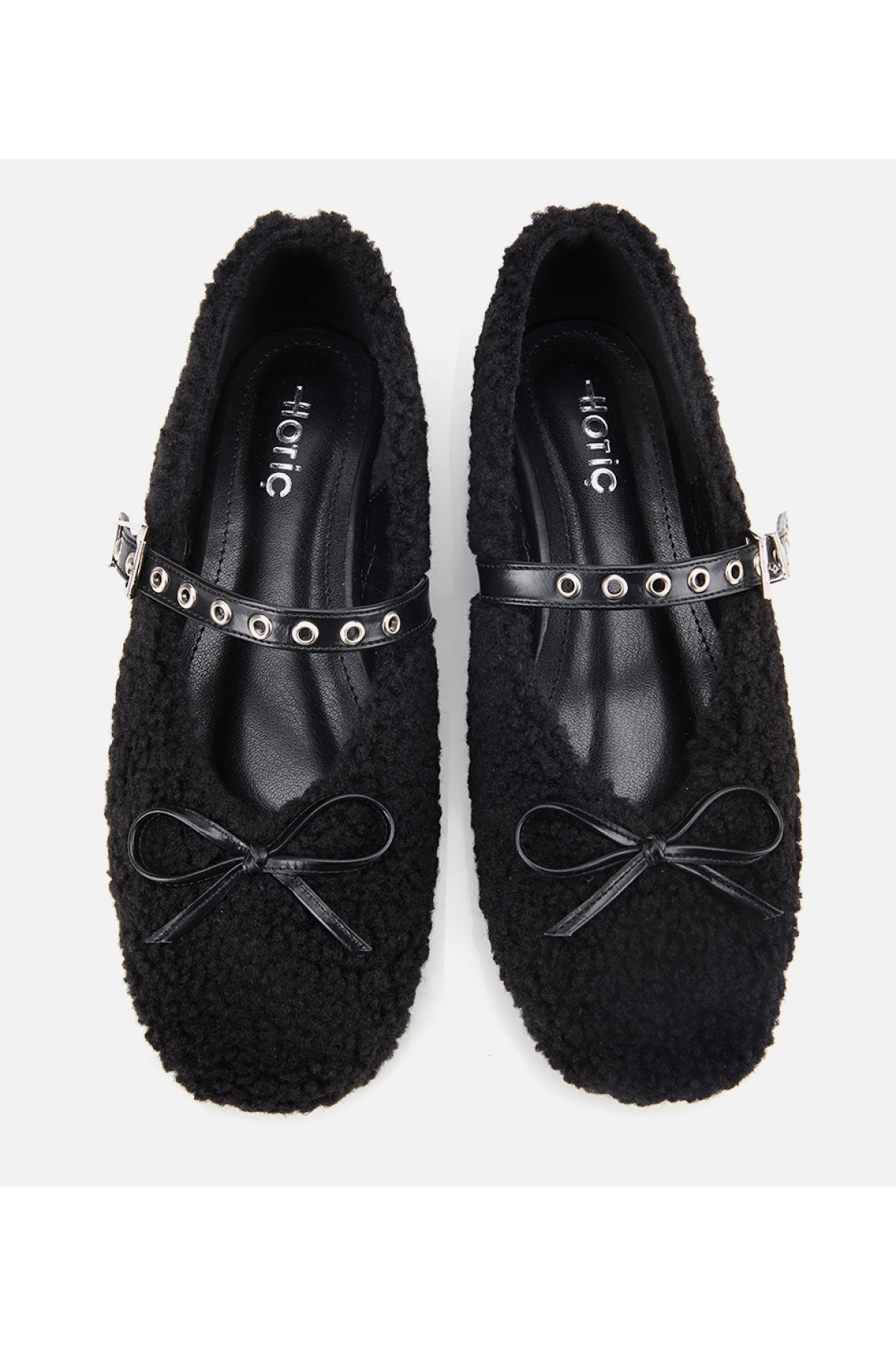Kadın Siyah Peluş Kürklü Zımbalı Babet - Görsel 6