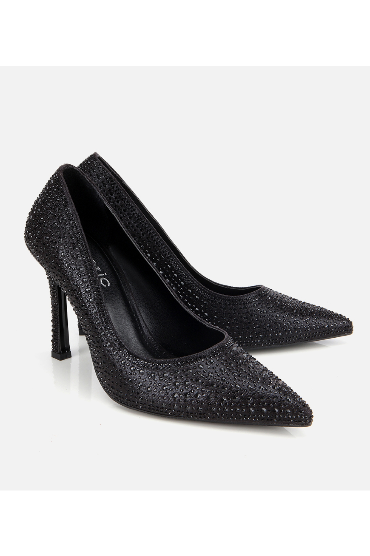 Kadın Siyah Taşlı Yüksek Topuklu Stiletto - Görsel 2