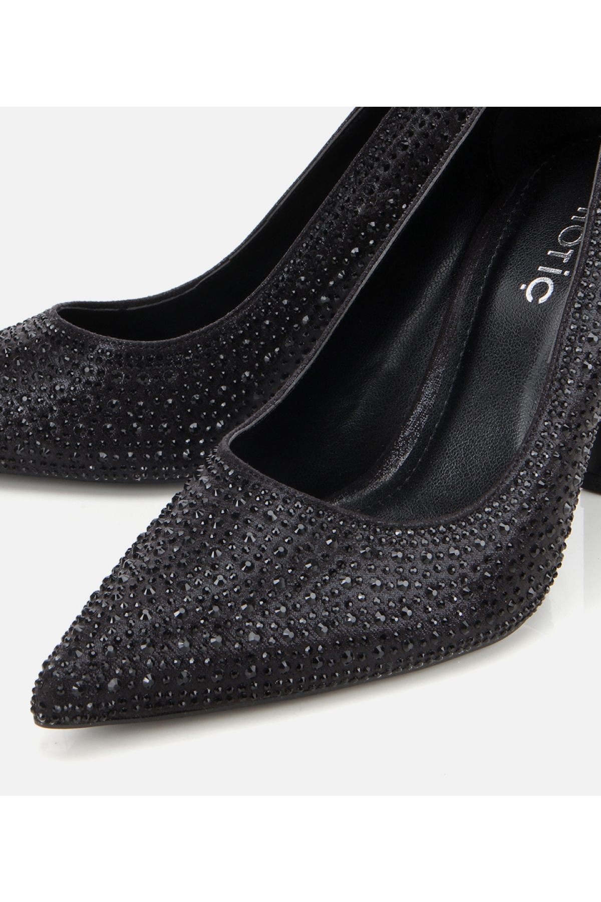 Kadın Siyah Taşlı Yüksek Topuklu Stiletto - Görsel 3
