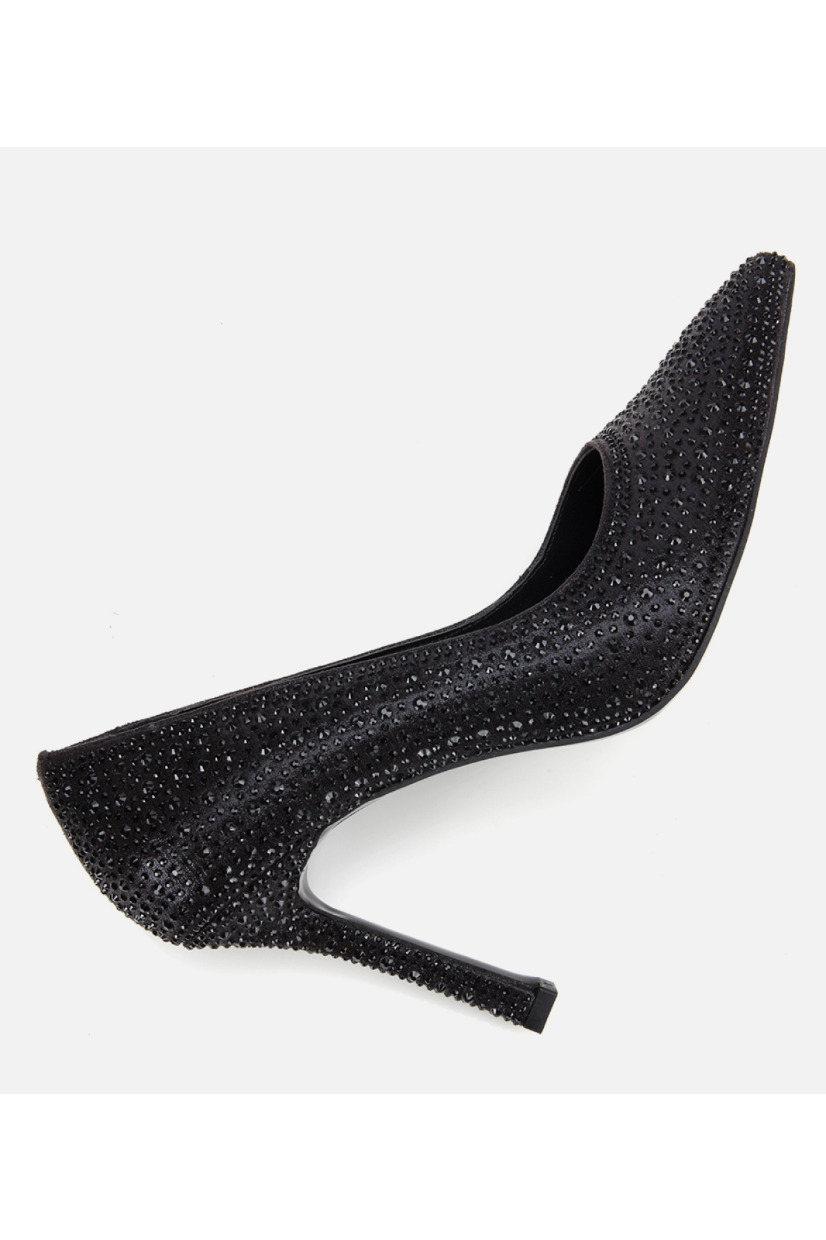 Kadın Siyah Taşlı Yüksek Topuklu Stiletto - Görsel 6