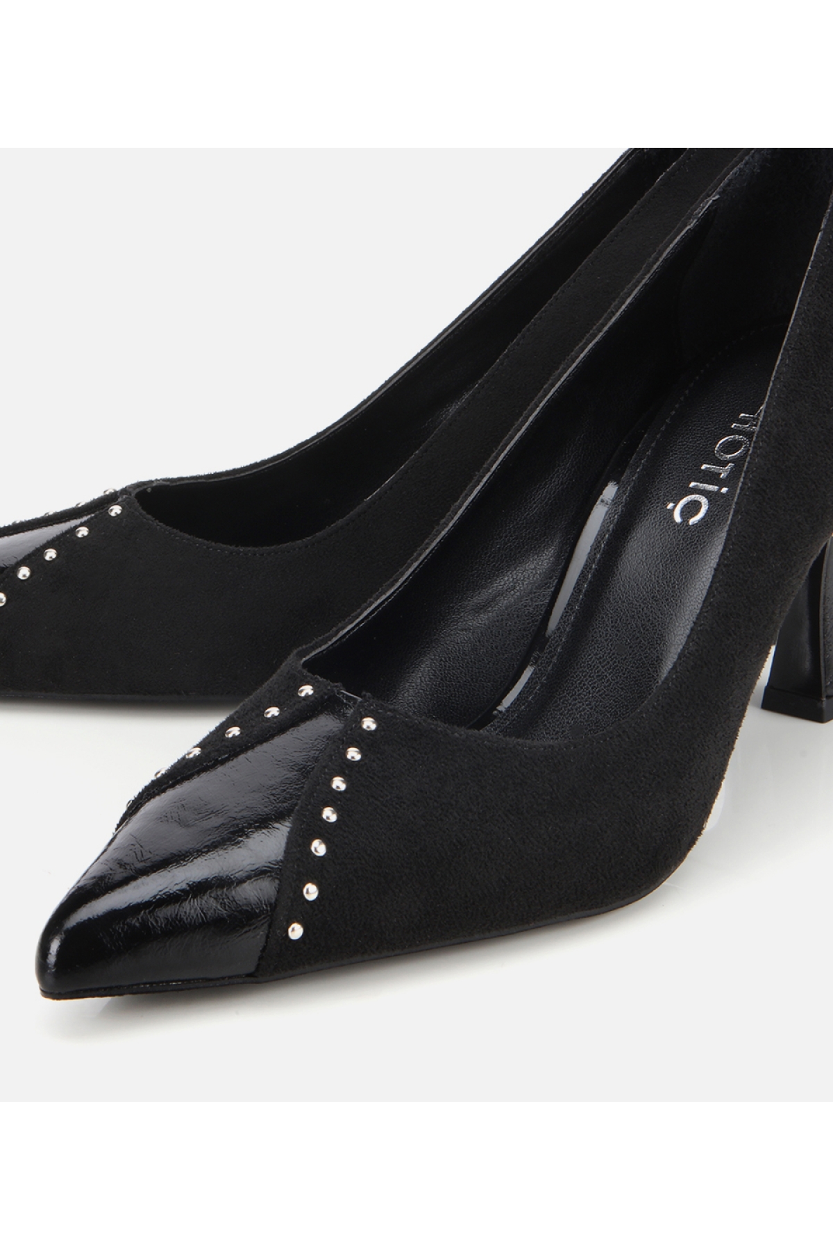 Kadın Süet Siyah Taşlı İnce Topuklu Stiletto - Görsel 3