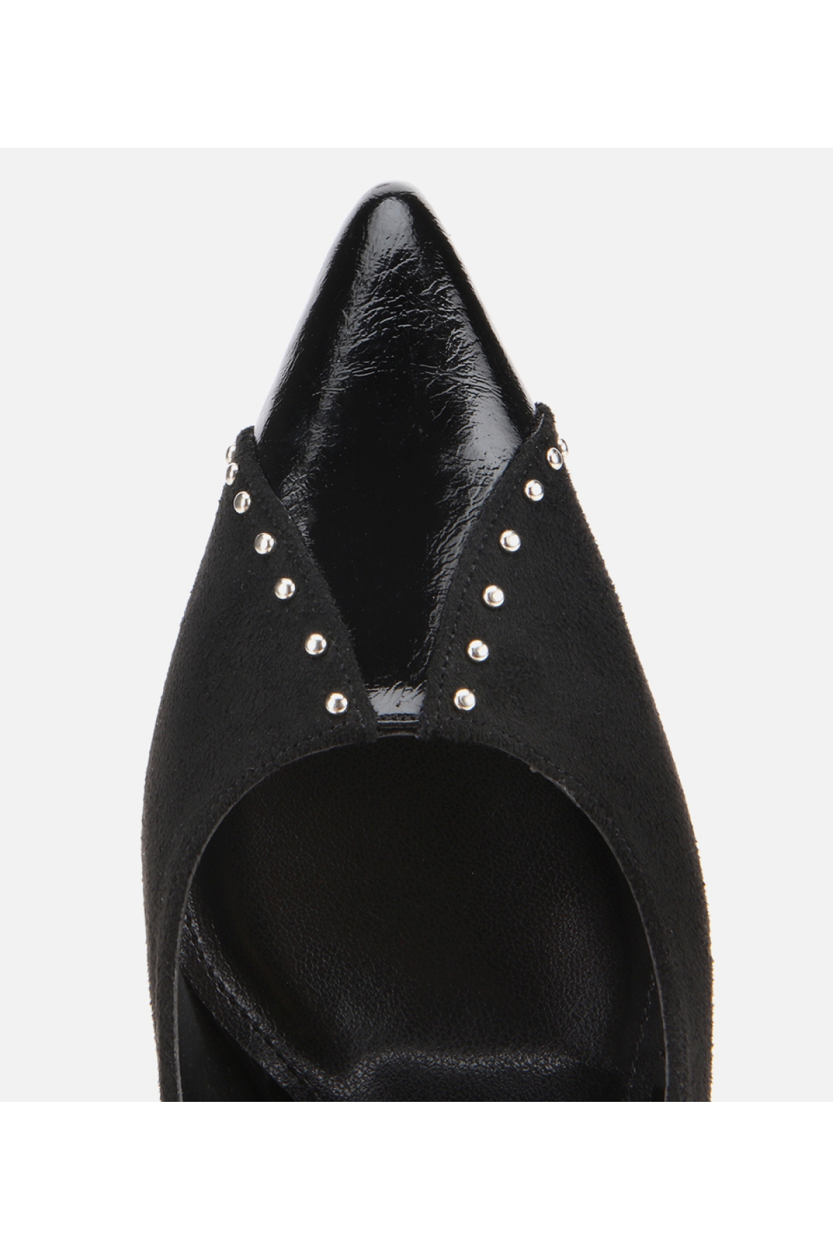 Kadın Süet Siyah Taşlı İnce Topuklu Stiletto - Görsel 5