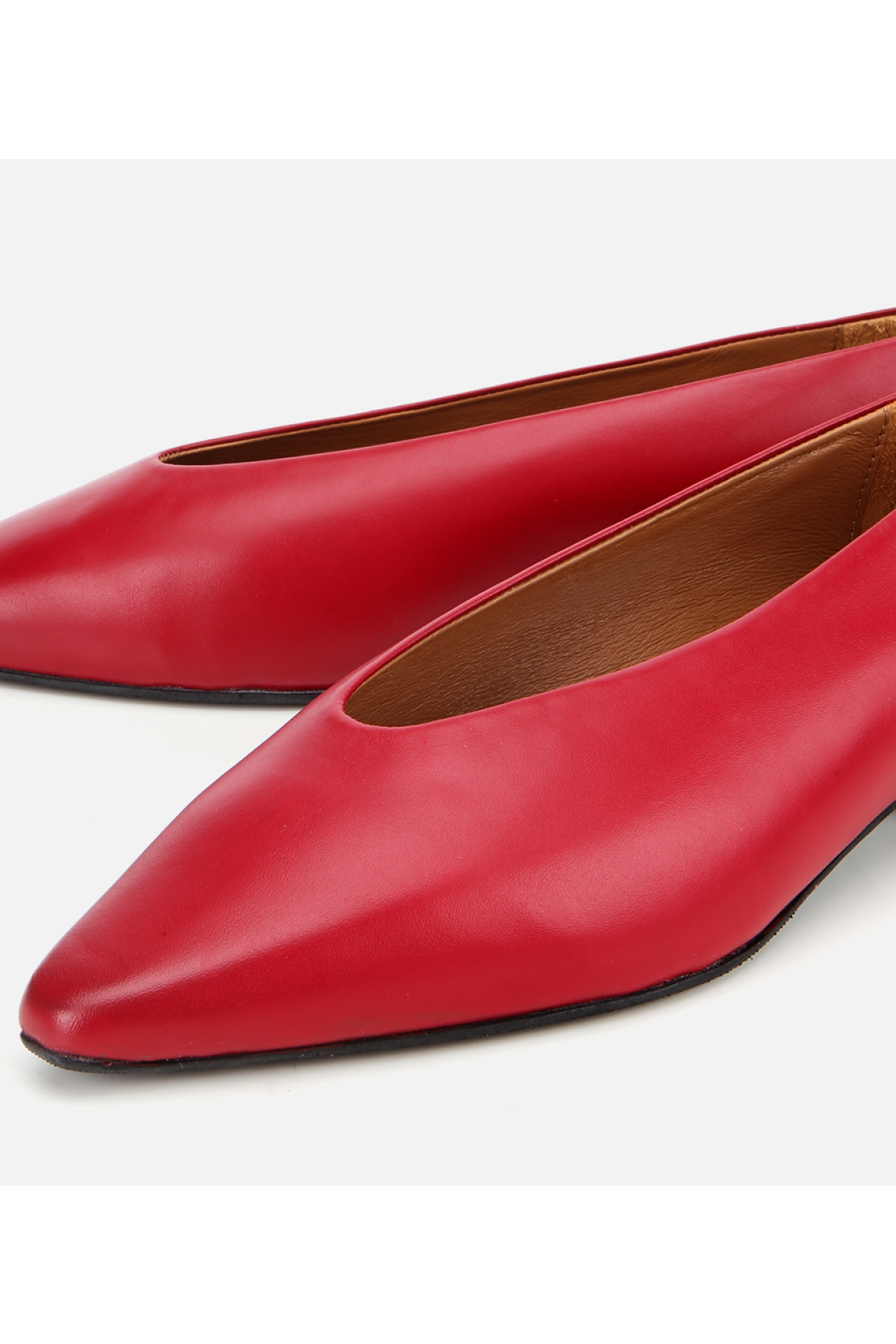 Kadın Deri Kırmızı Yumuşak Dokulu Babet - Görsel 3
