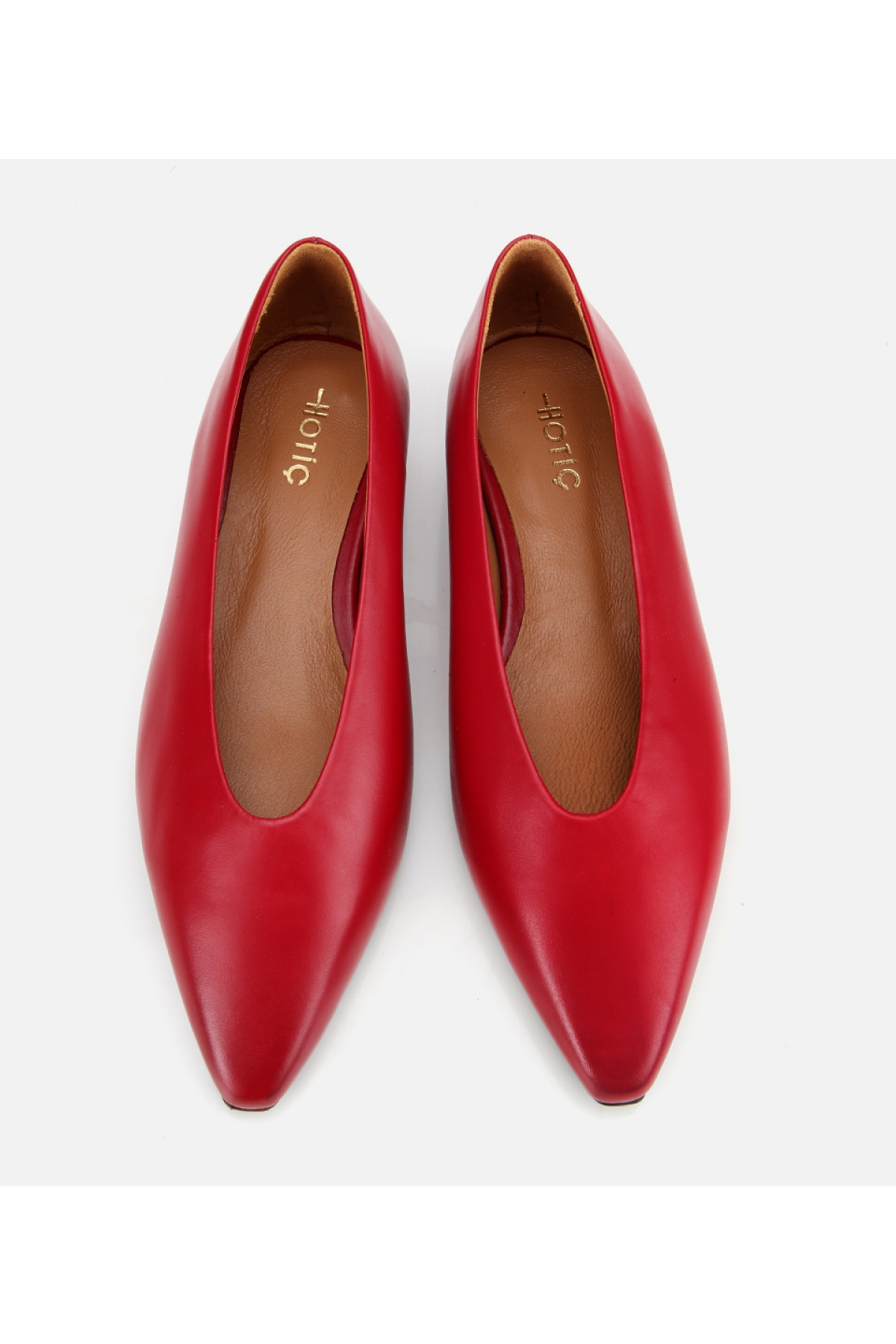 Kadın Deri Kırmızı Yumuşak Dokulu Babet - Görsel 6