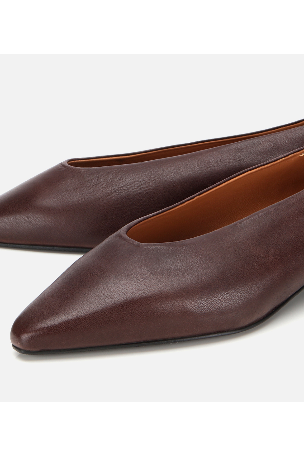 Kadın Deri Acı Kahverengi Sivri Burunlu Babet - Görsel 3