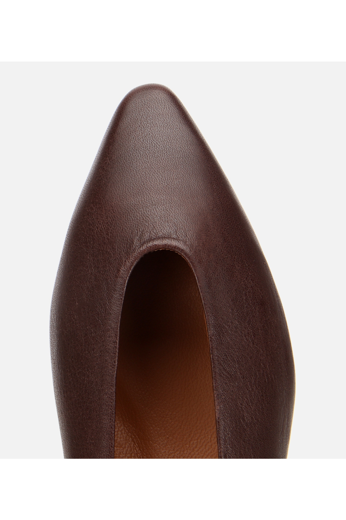 Kadın Deri Acı Kahverengi Sivri Burunlu Babet - Görsel 5