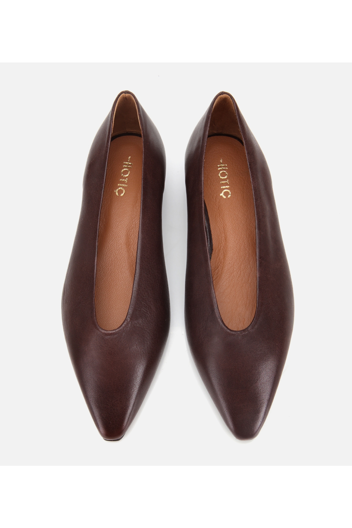 Kadın Deri Acı Kahverengi Sivri Burunlu Babet - Görsel 6