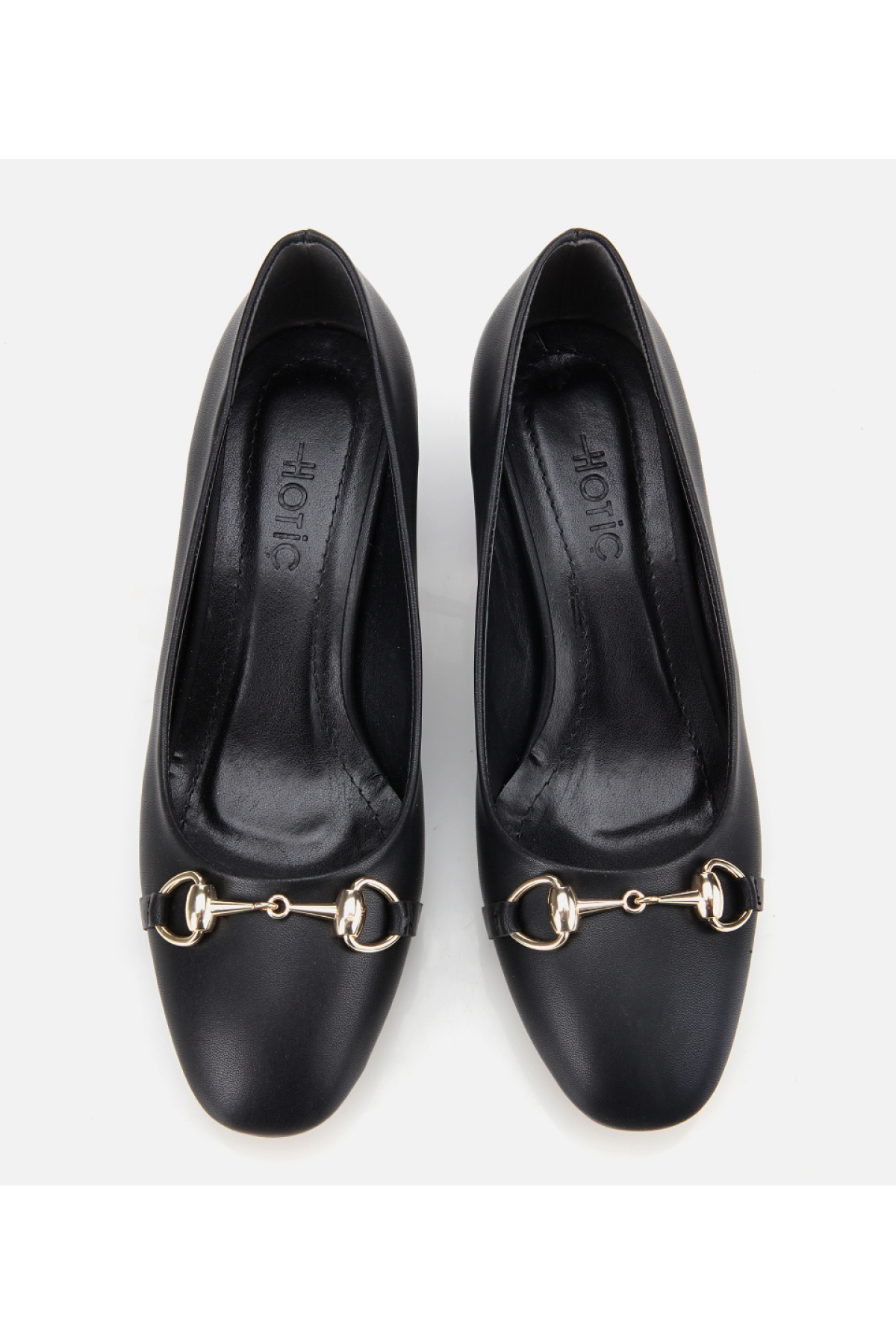 Kadın Siyah Gold Tokalı Kalın Topuklu Ayakkabı - Görsel 6