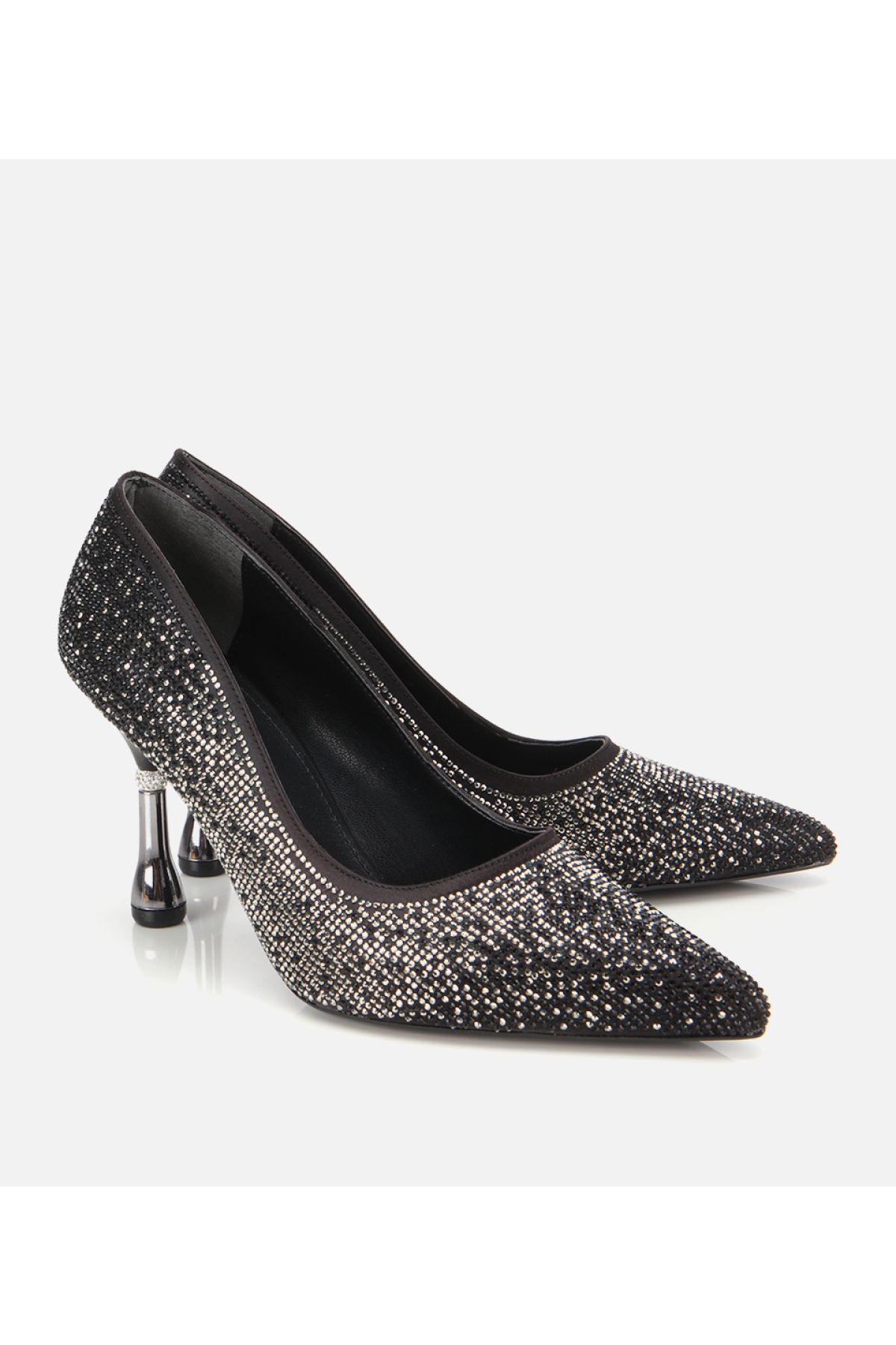 Kadın Siyah Taşlı İnce Topuklu Stiletto - Görsel 2