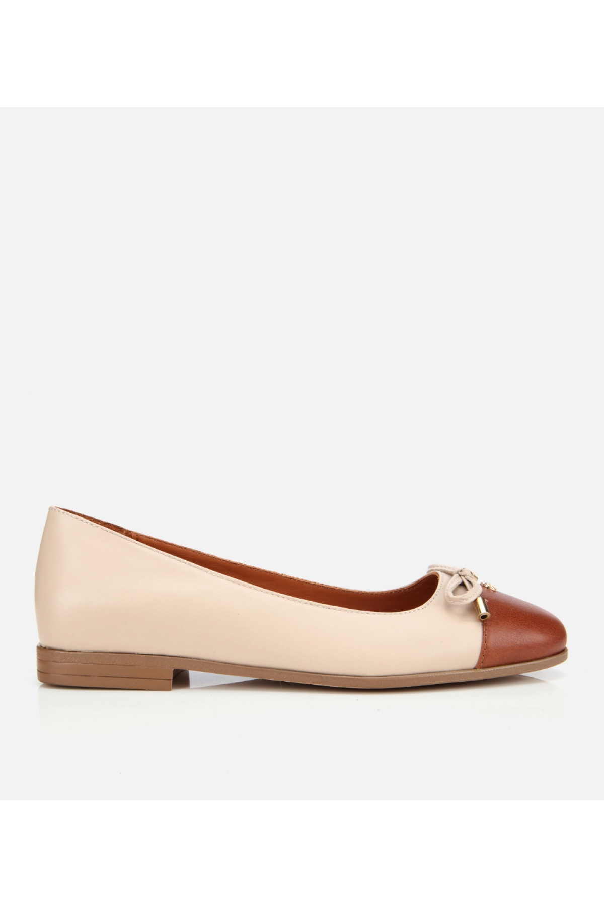 Hotiç Kadın Deri Kahverengi Taba Fiyonk Detaylı Babet model görseli