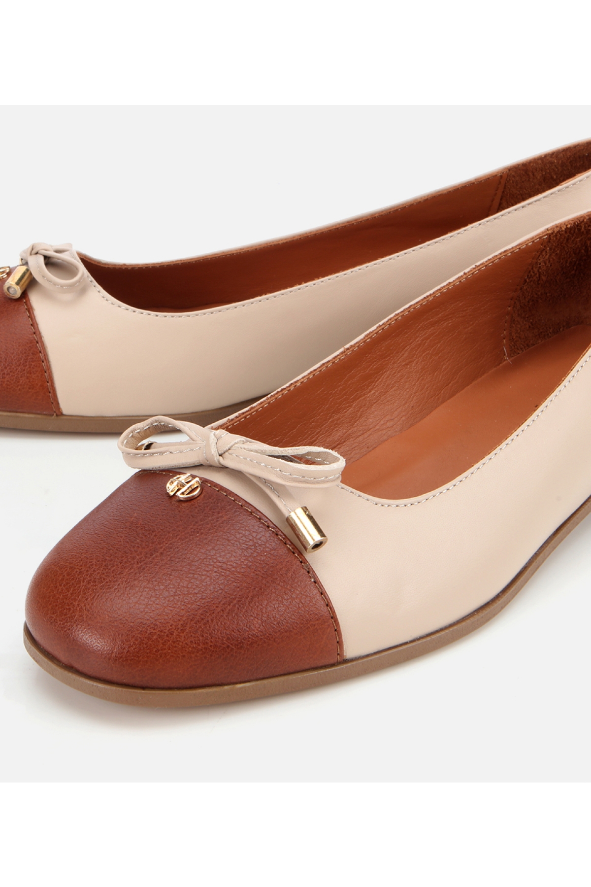 Kadın Deri Taba Fiyonk Detaylı Babet - Görsel 3