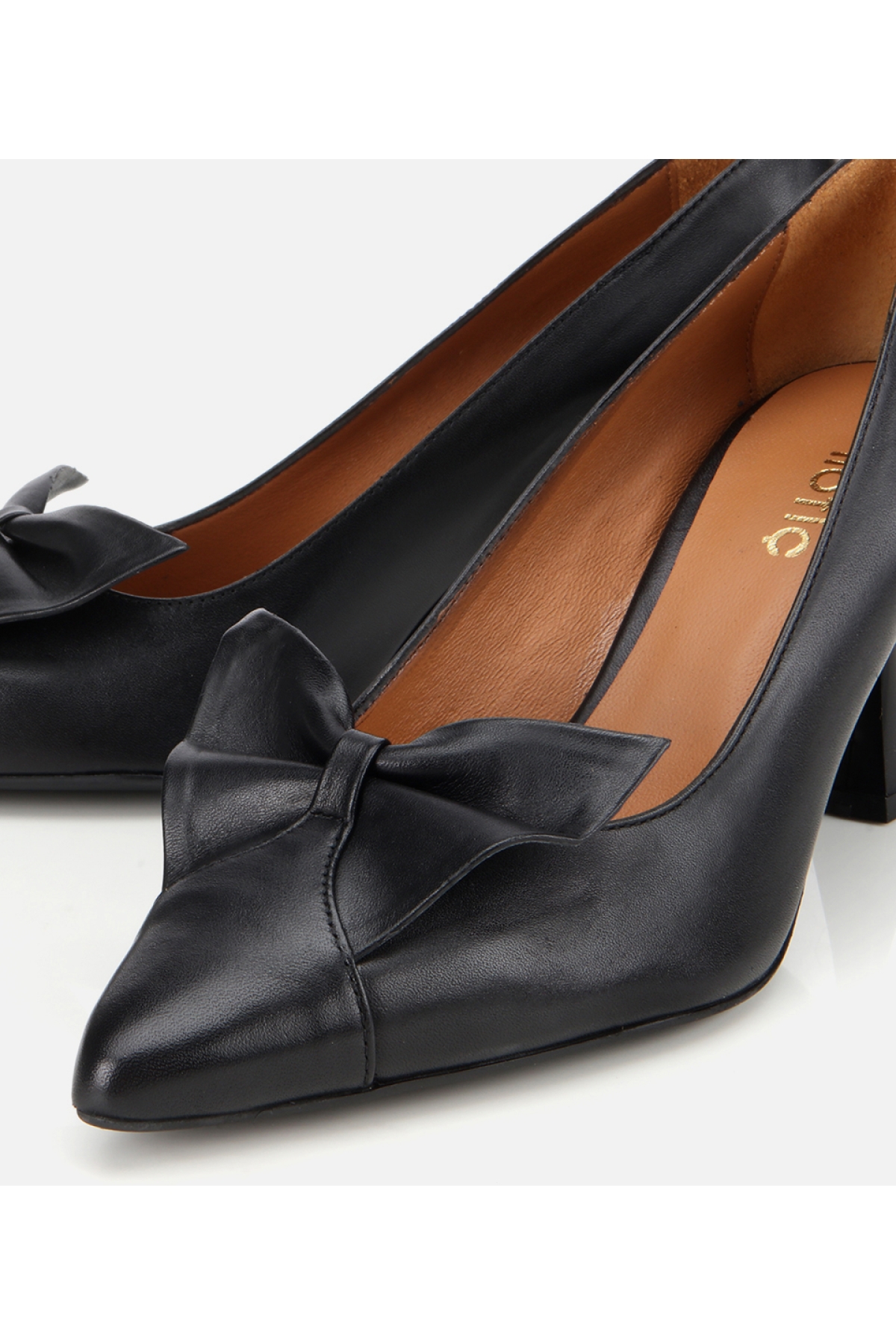 Kadın Deri Siyah Fiyonk Detaylı İnce Topuklu Stiletto - Görsel 3