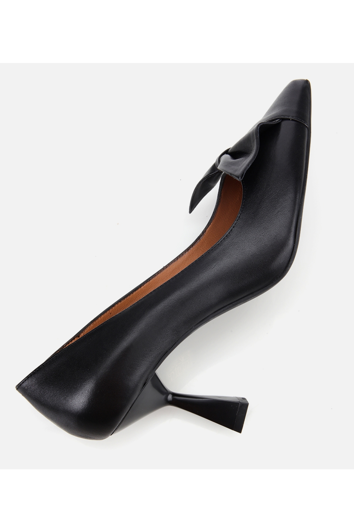 Kadın Deri Siyah Fiyonk Detaylı İnce Topuklu Stiletto - Görsel 6