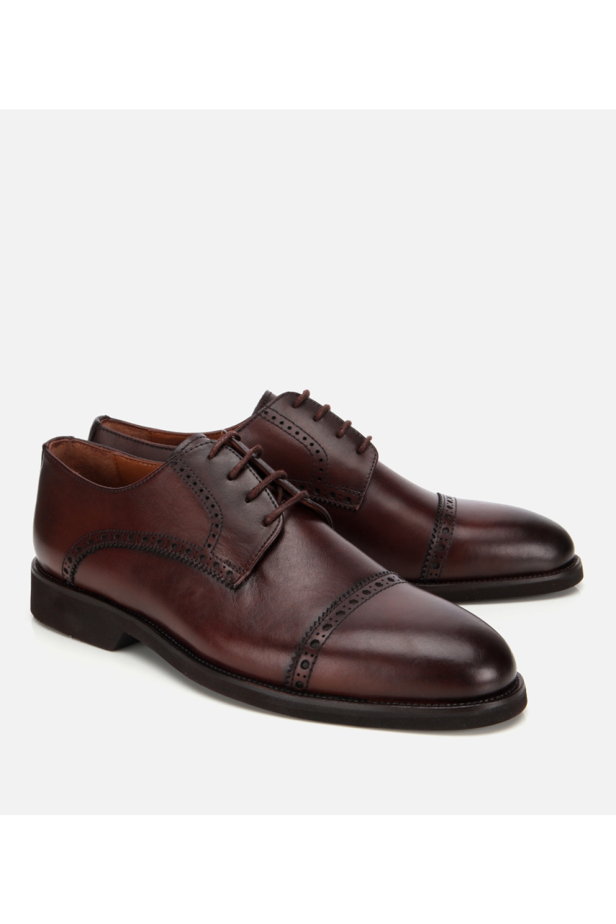 Erkek Deri Kahvrengi İşlemeli Klasik Ayakkabı - Görsel 2