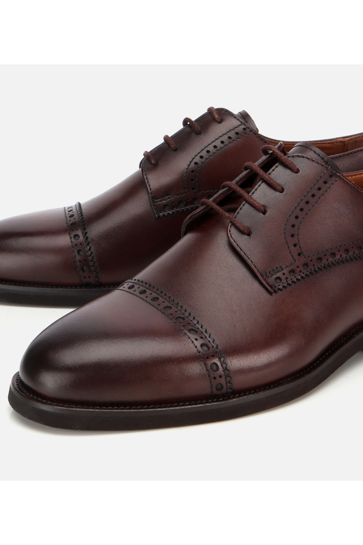 Erkek Deri Kahvrengi İşlemeli Klasik Ayakkabı - Görsel 3