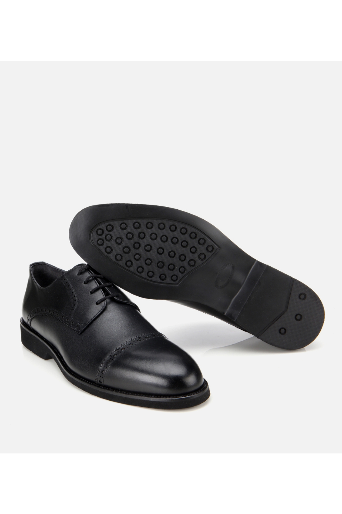 Erkek Deri Siyah İşlemeli Klasik Ayakkabı - Görsel 4