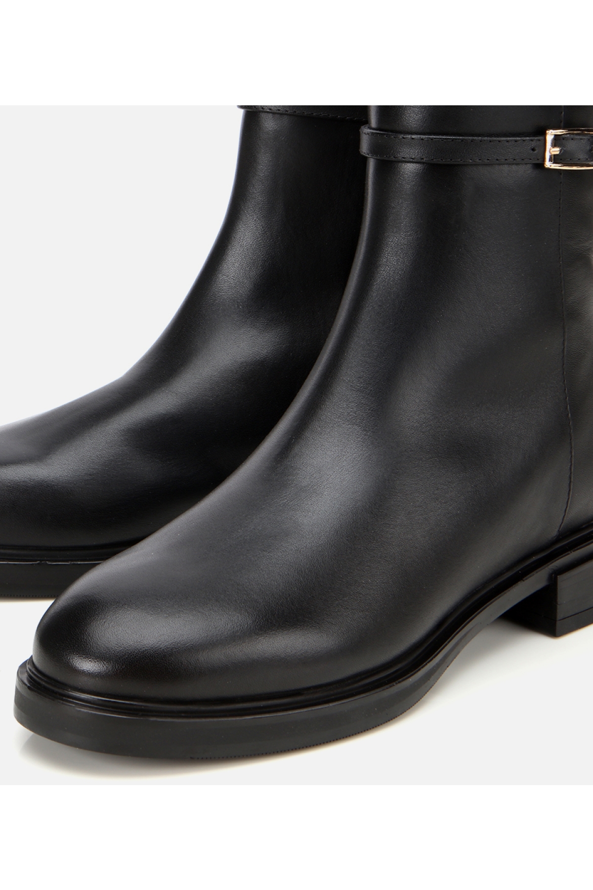 Kadın Deri Siyah Tokalı Düz Bot - Görsel 3