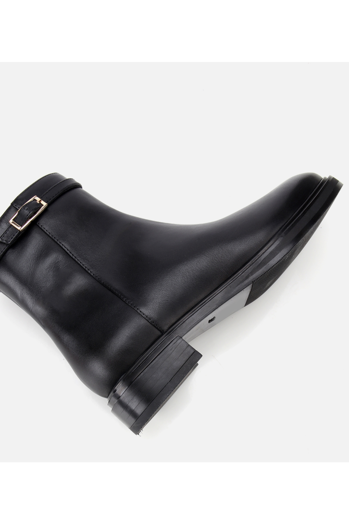 Kadın Deri Siyah Tokalı Düz Bot - Görsel 6