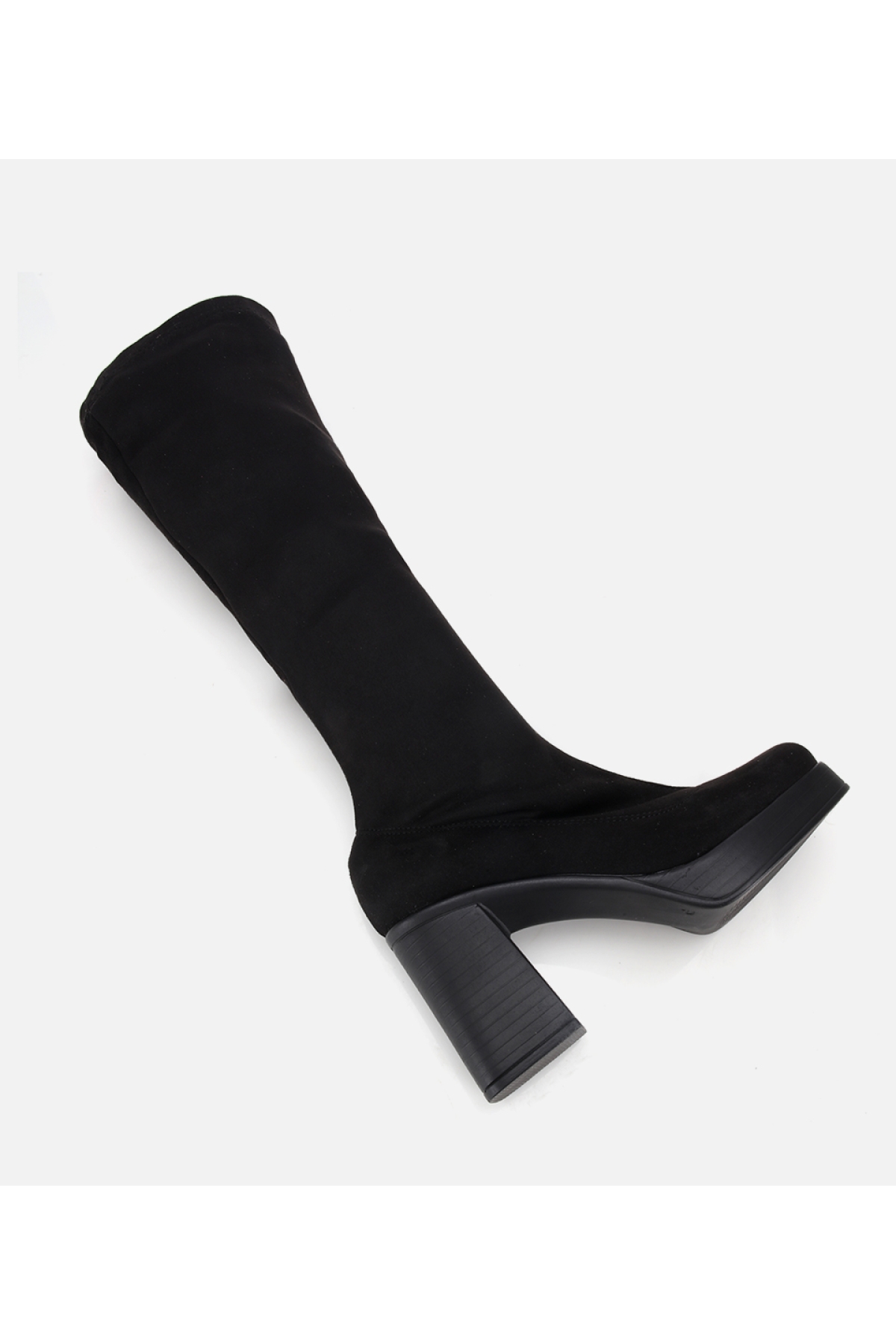 Kadın Siyah Streç Kalın Tabanlı Yüksek Topuklu Çizme - Görsel 6