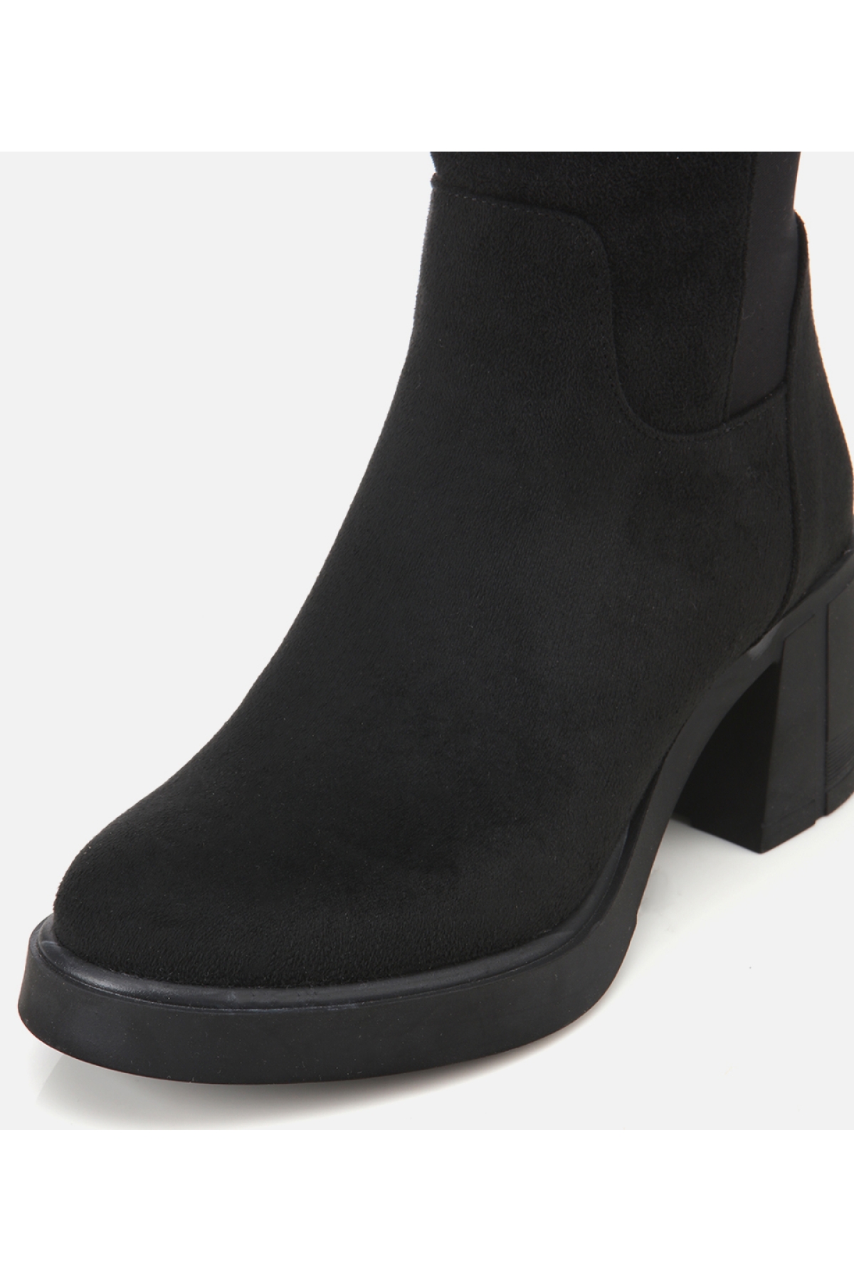 Kadın Süet Siyah Streç Topuklu Çizme - Görsel 3