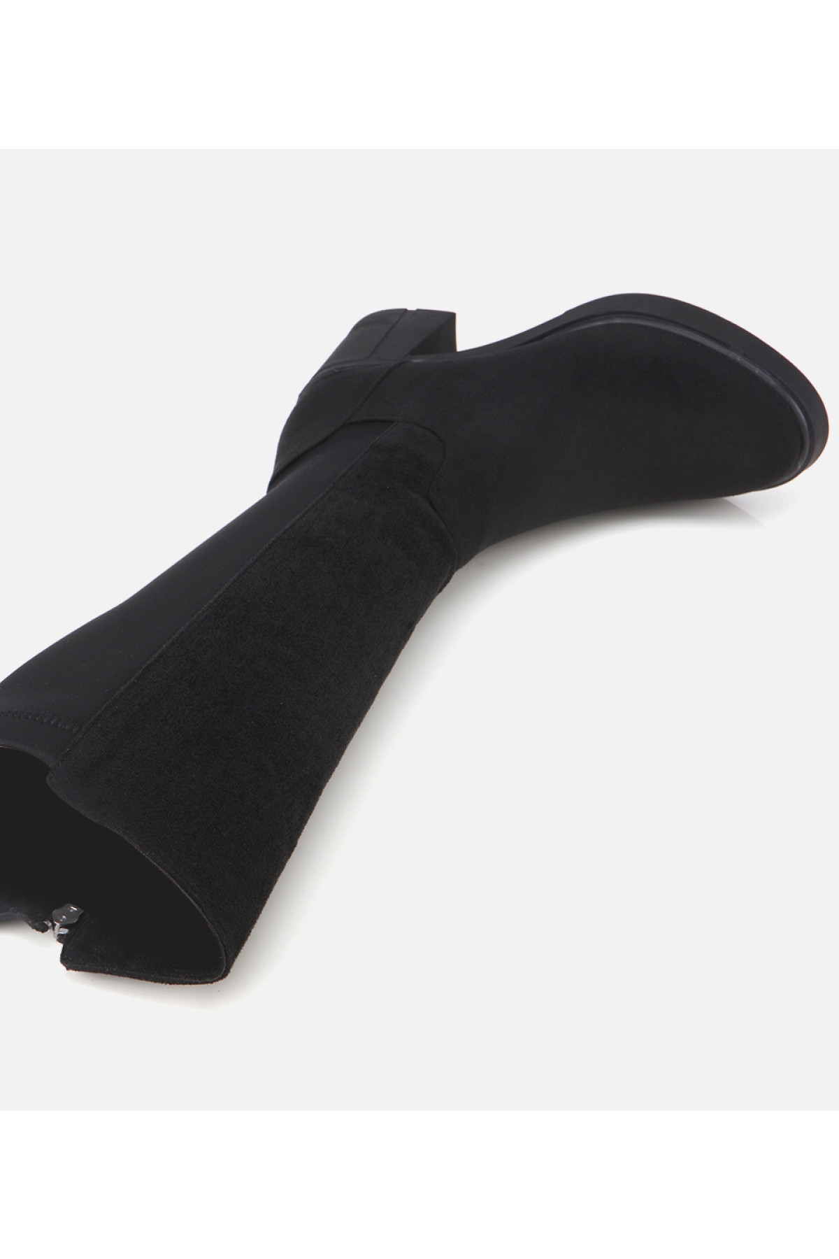 Kadın Süet Siyah Streç Topuklu Çizme - Görsel 6