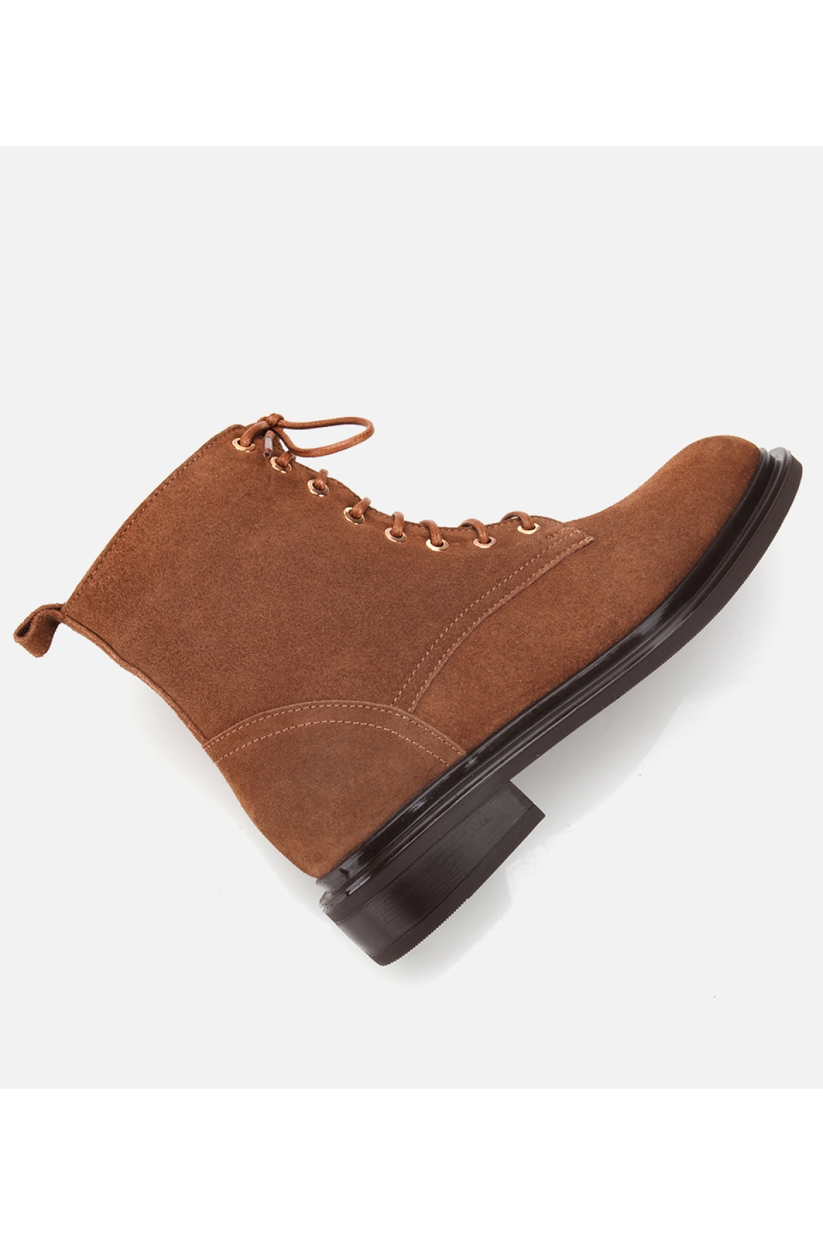 Kadın Süet Deri Taba Bağcık Detaylı Fermuarlı Düz Bot - Görsel 6